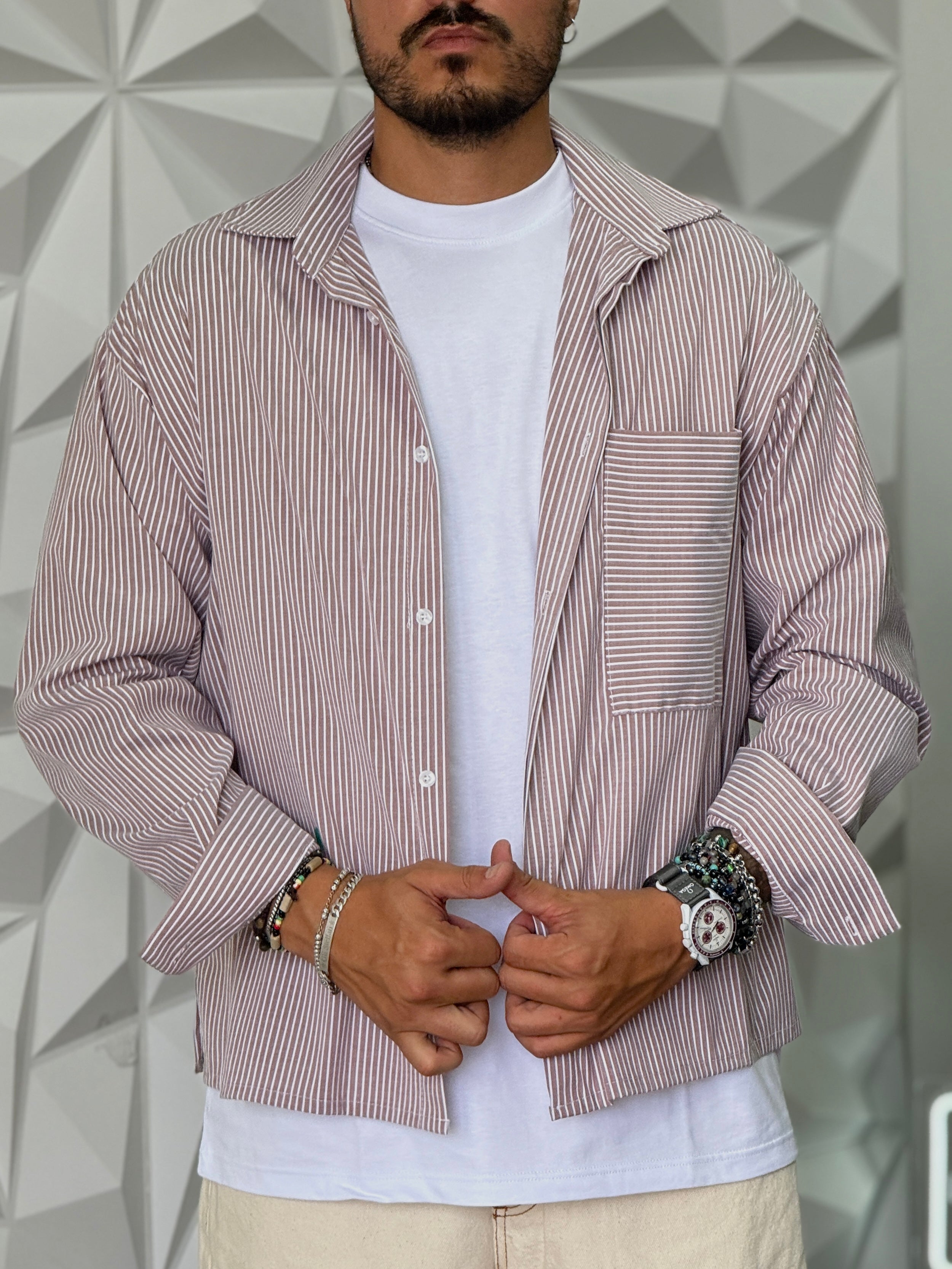 CAMICIA OVER RIGATA NEW JOB BRAND