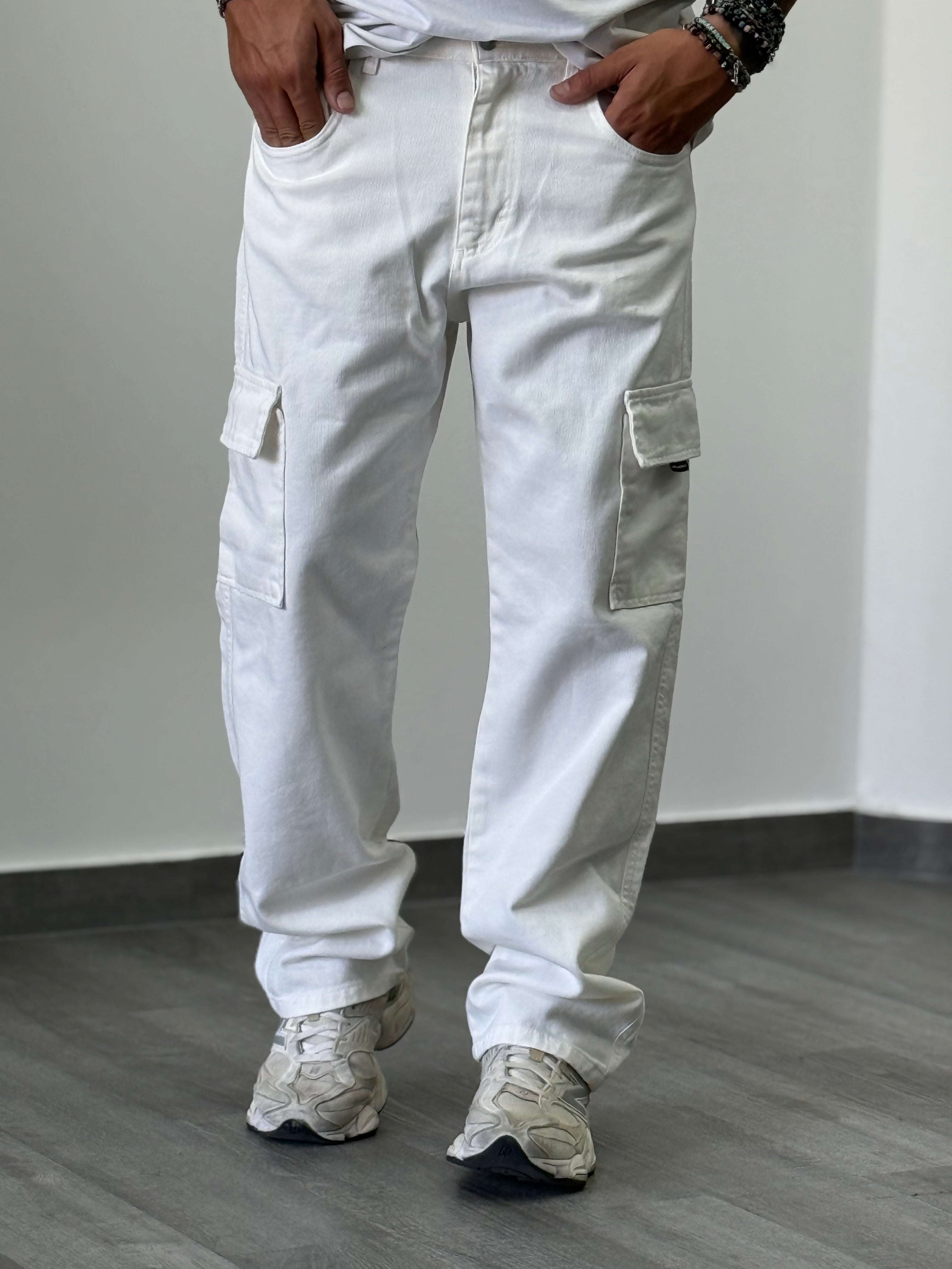 Jeans canoa cargo bianco new job brand