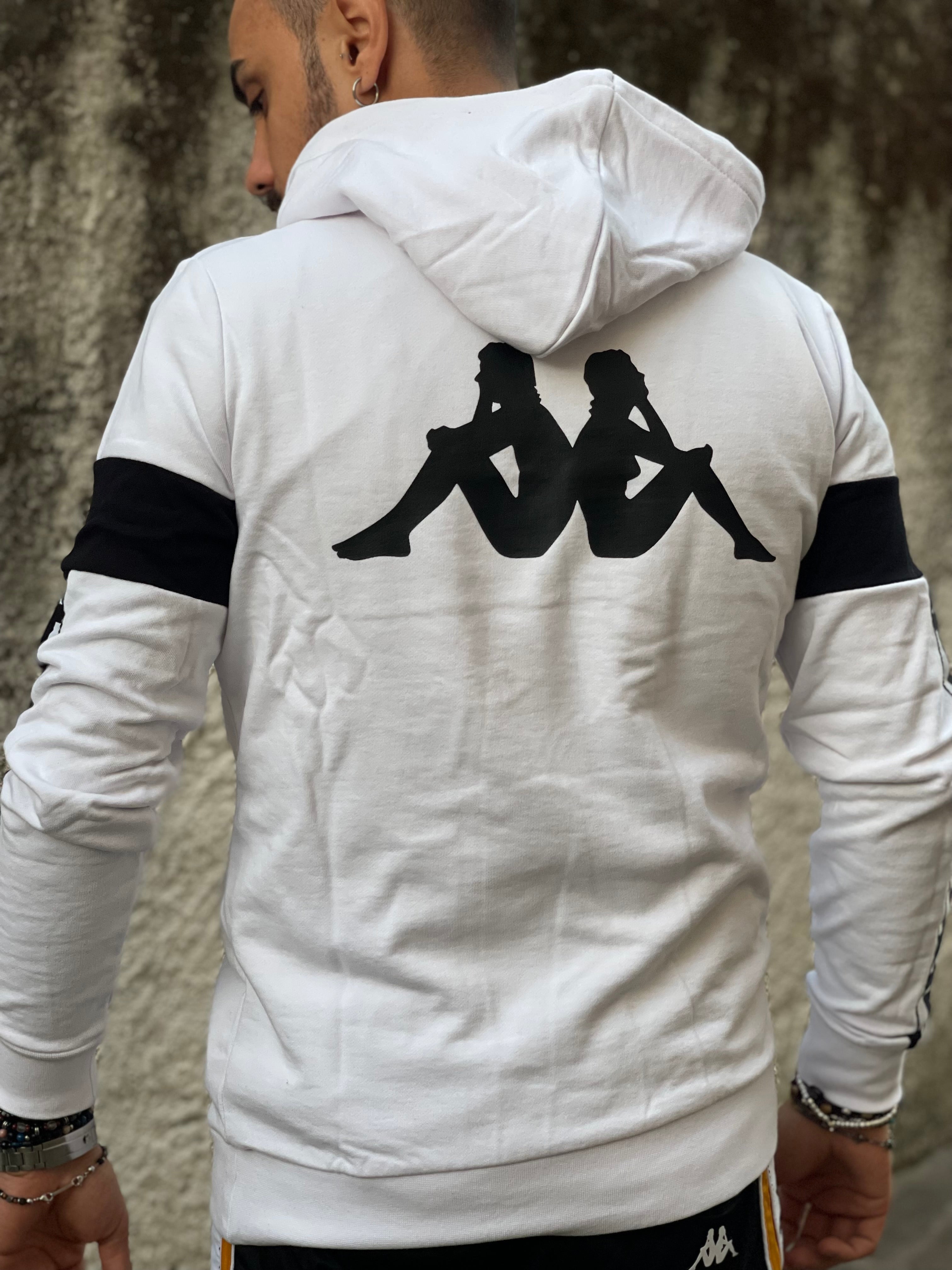 FELPA KAPPA BIANCA CON CAPPUCCIO