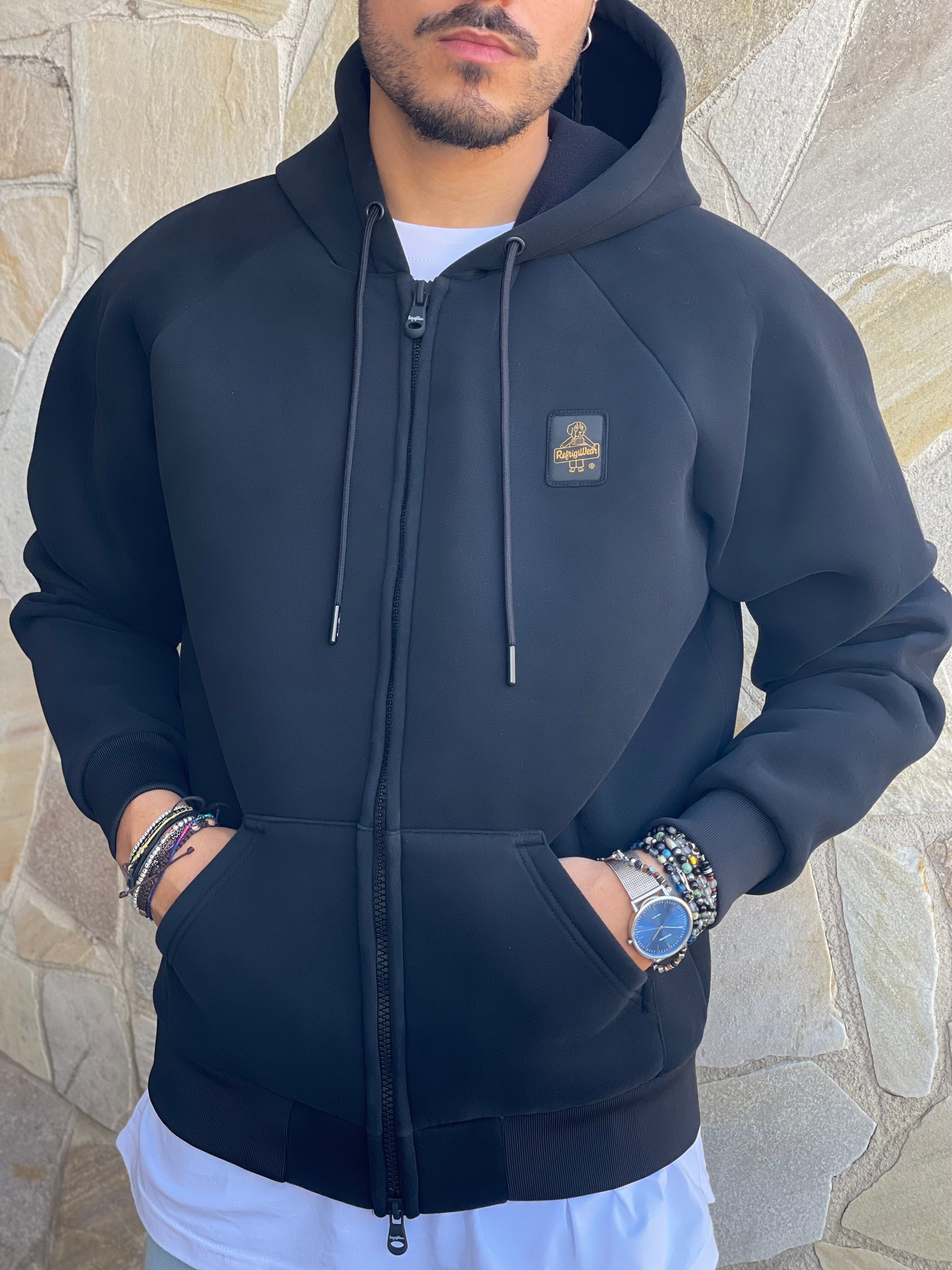FELPA REFRIGIWEAR CON CAPPUCCIO NERO