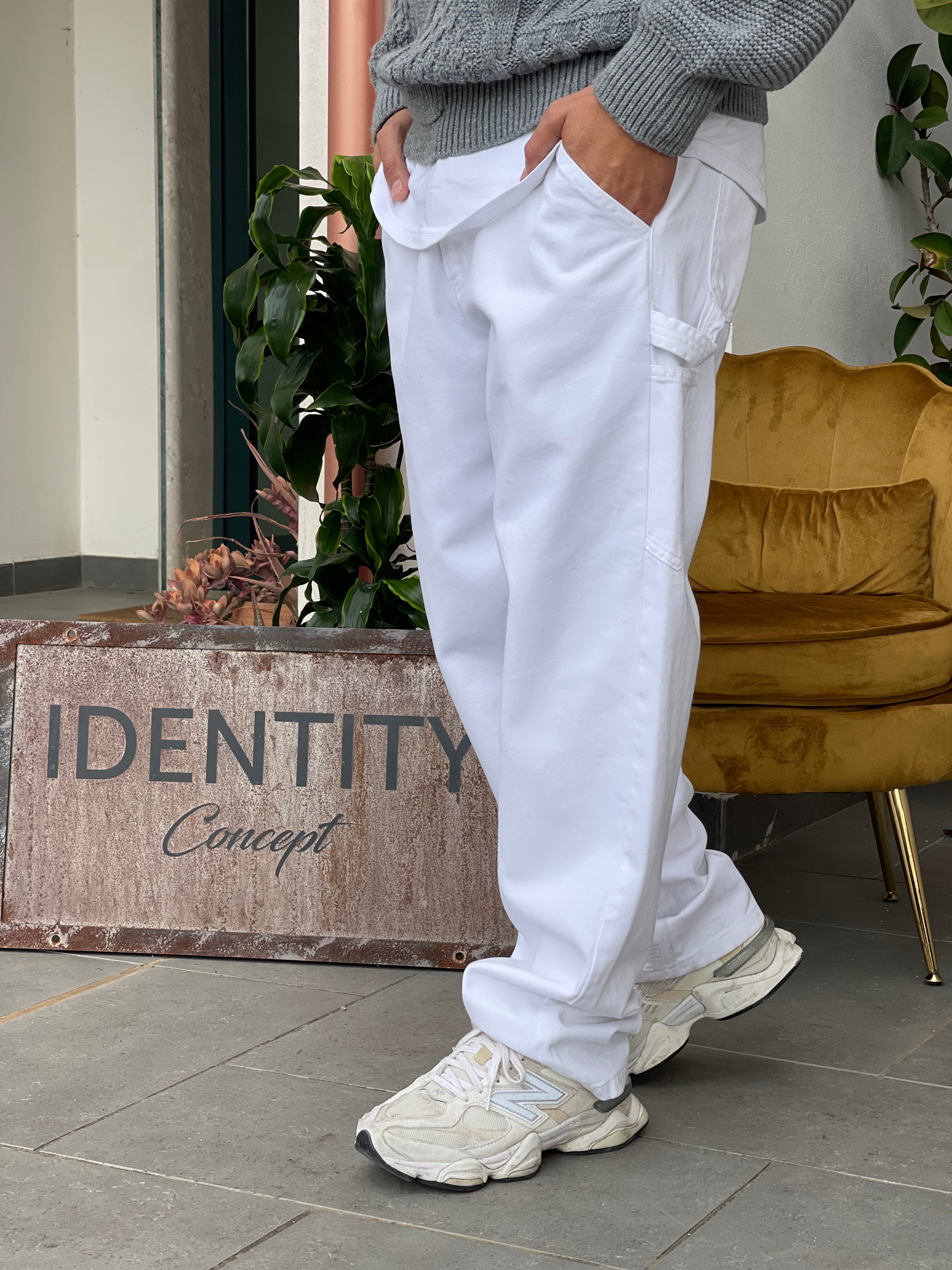 JEANS NB01 BIANCO NEW JOB BRAMD FONDO AMPIO