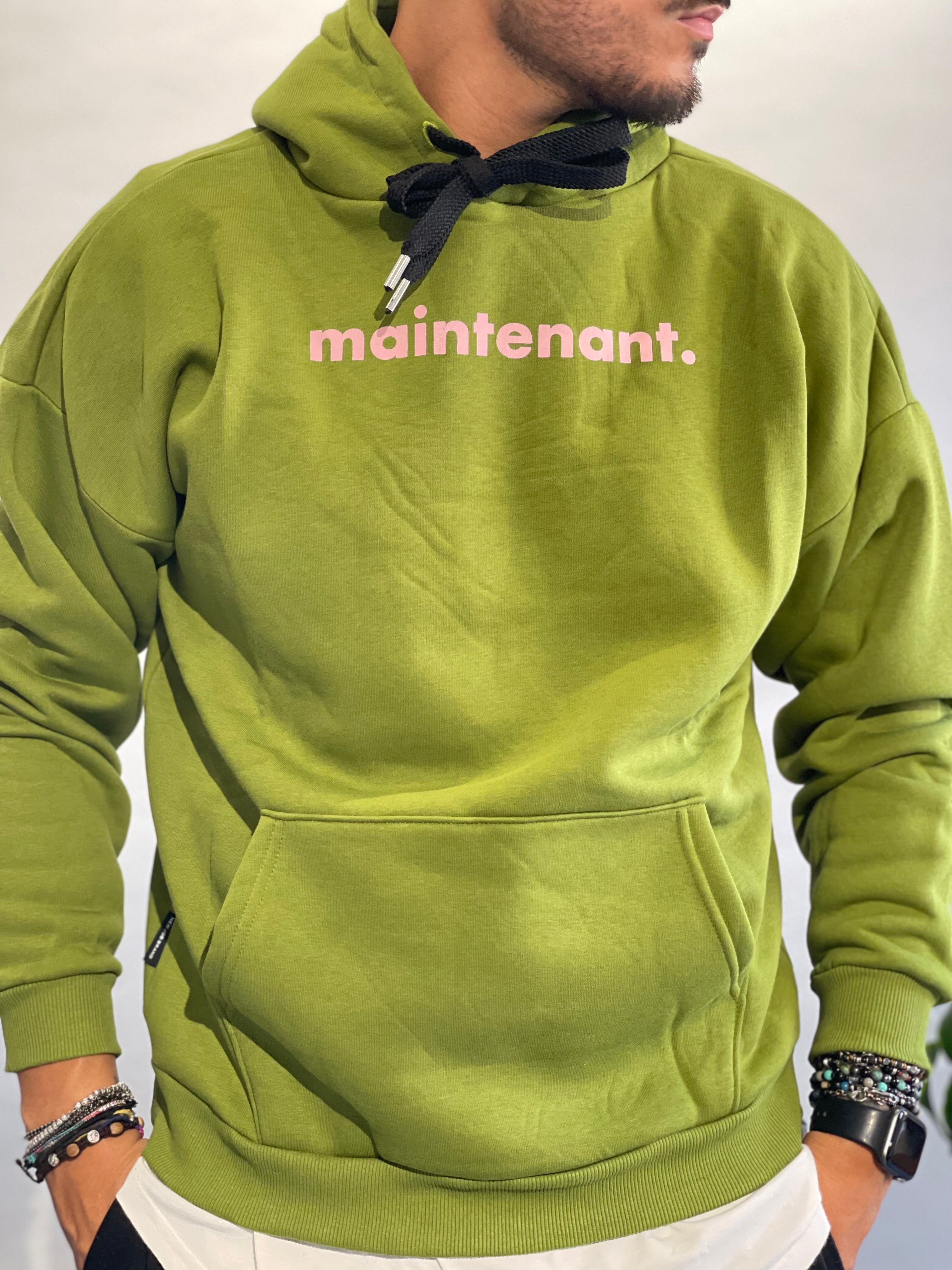 FELPA MAINTENANT VERDE LIME NEW JOB BRAND CON SCEITTA ROSA