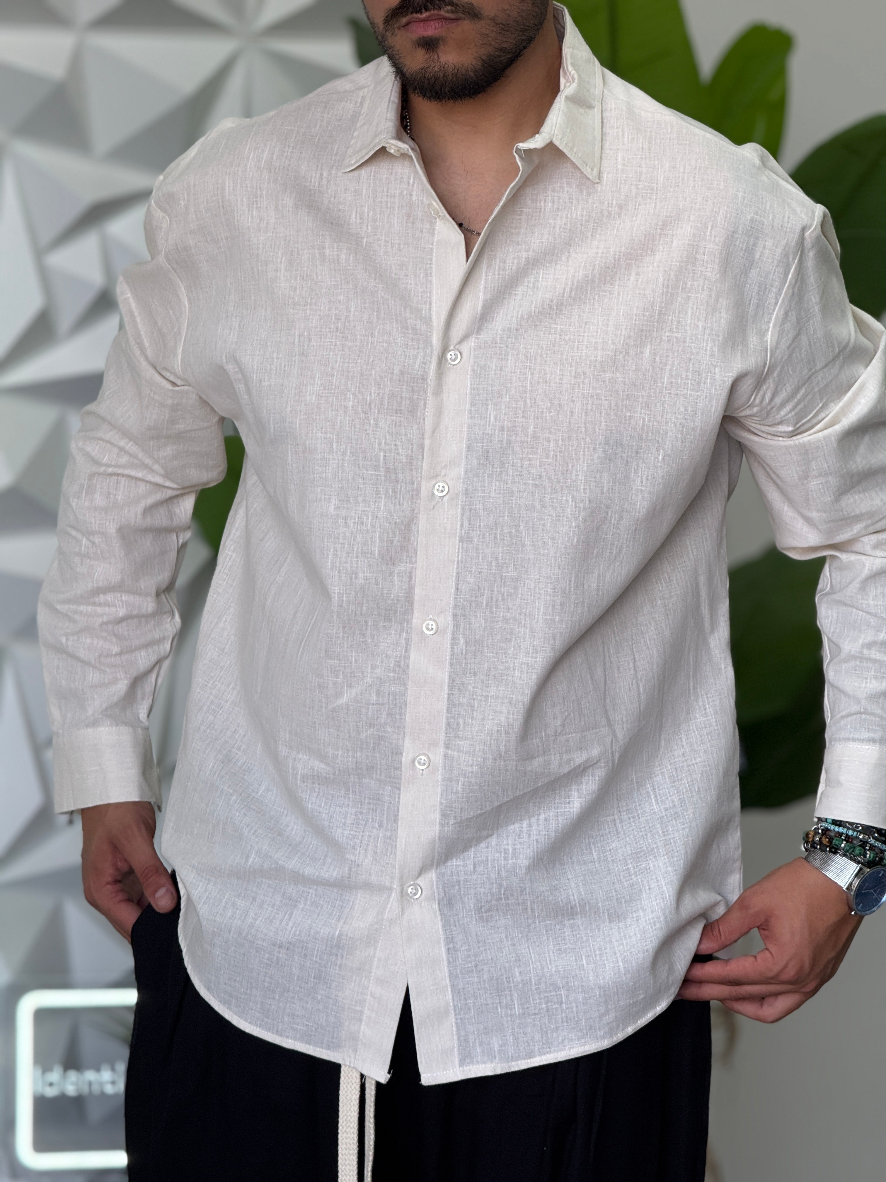 CAMICIA LINO BEIGE NEW JOB BRAND