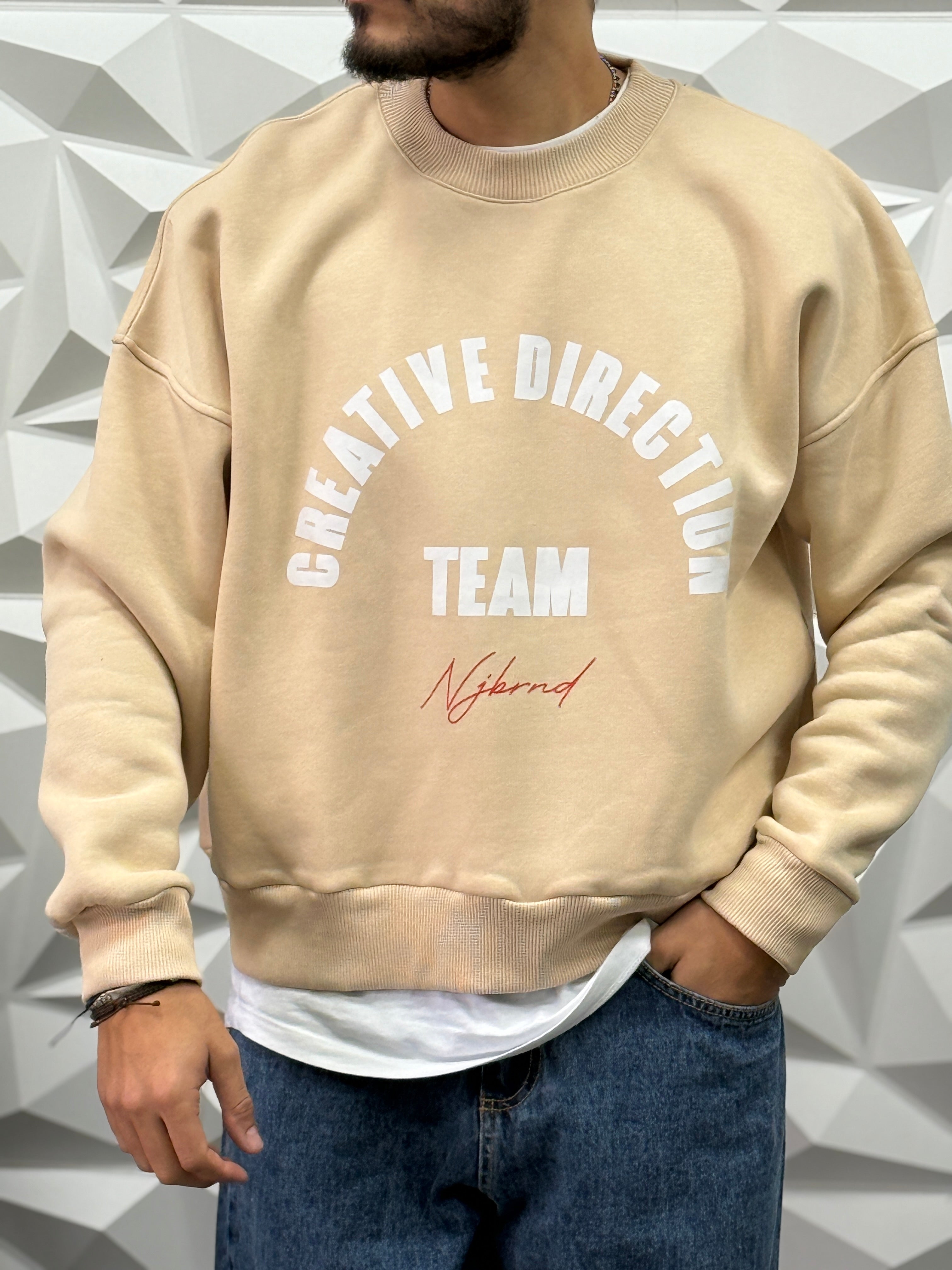 FELPA OVER TEAM BEIGE NEW JOB BRAND