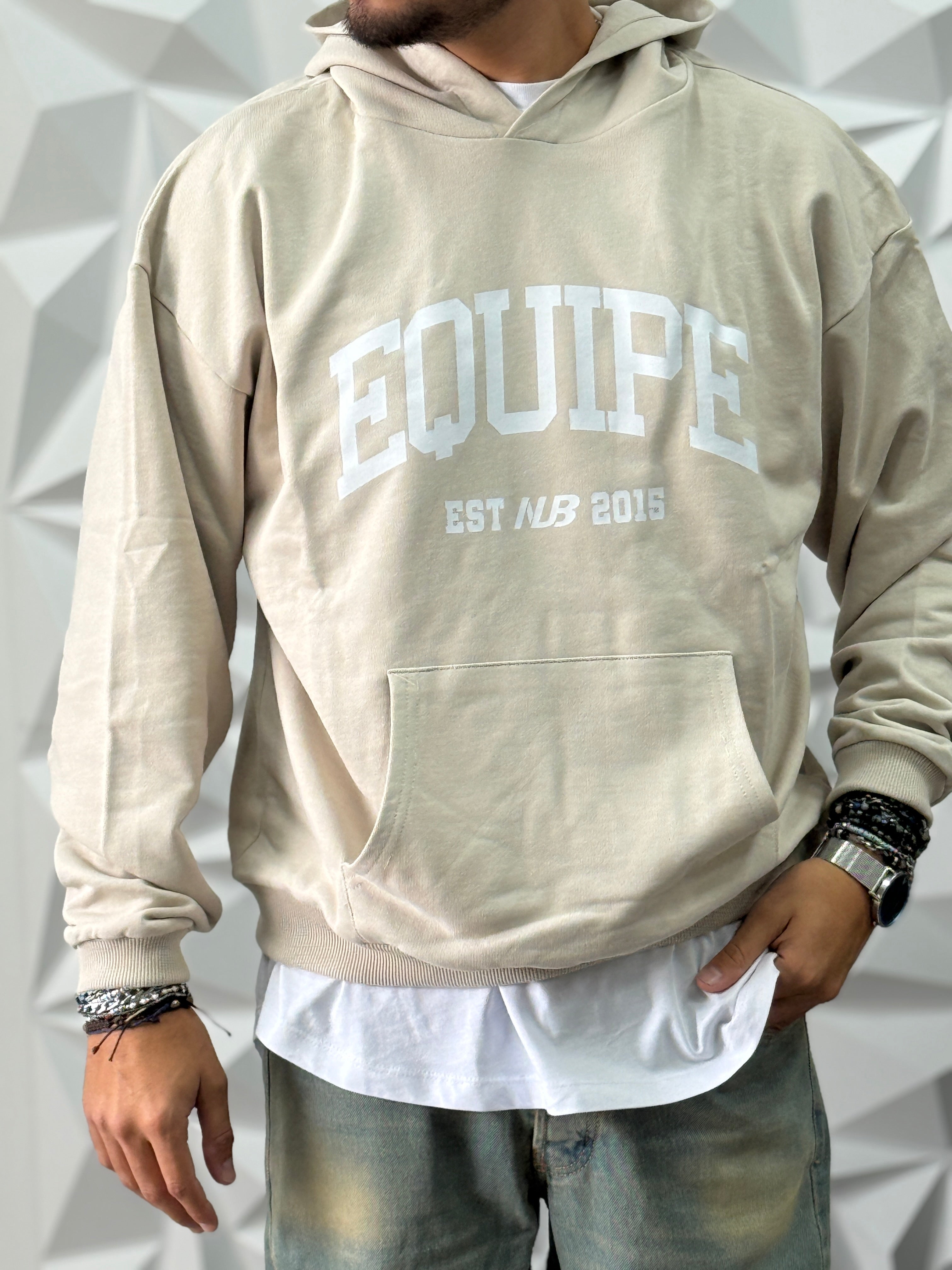 Felpa equipe over beige new job brand