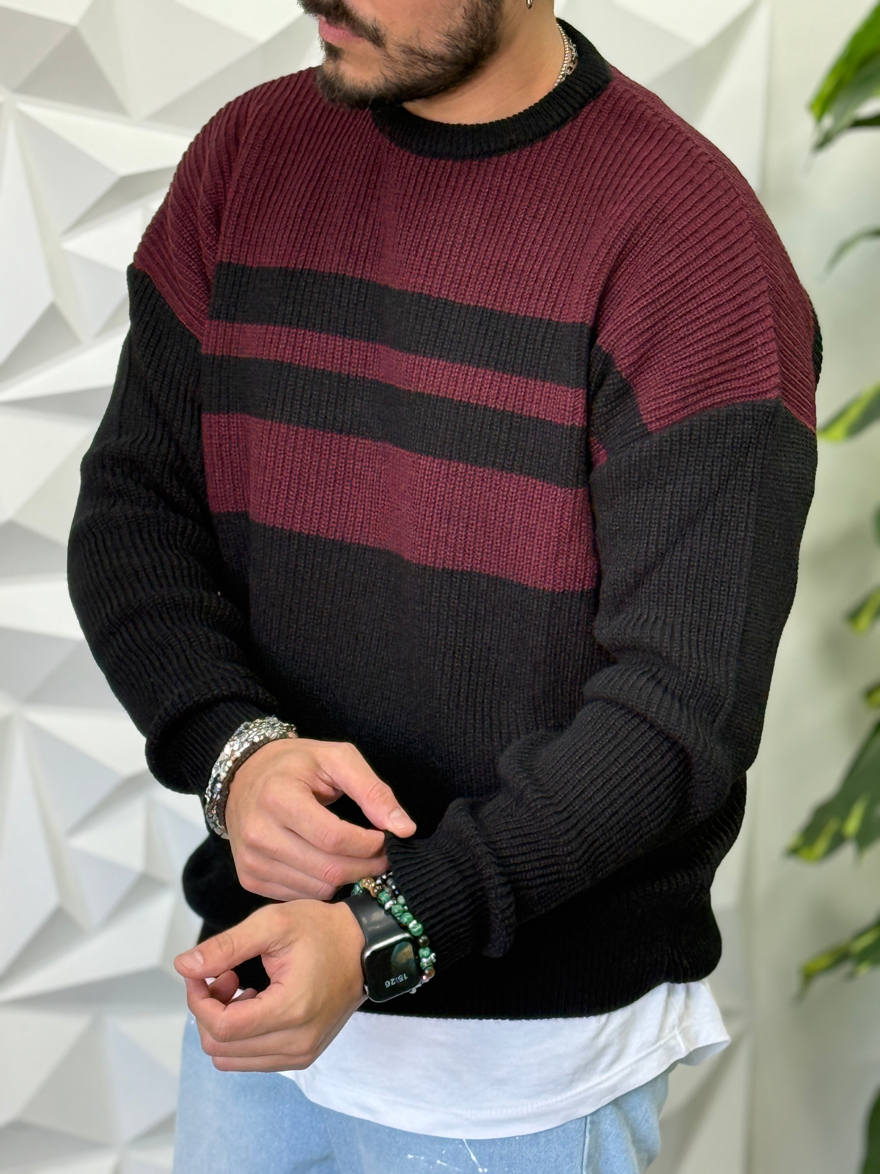 PULLOVER OVERSIZE FASCIA BORDEAUX NEW JOB BRAND