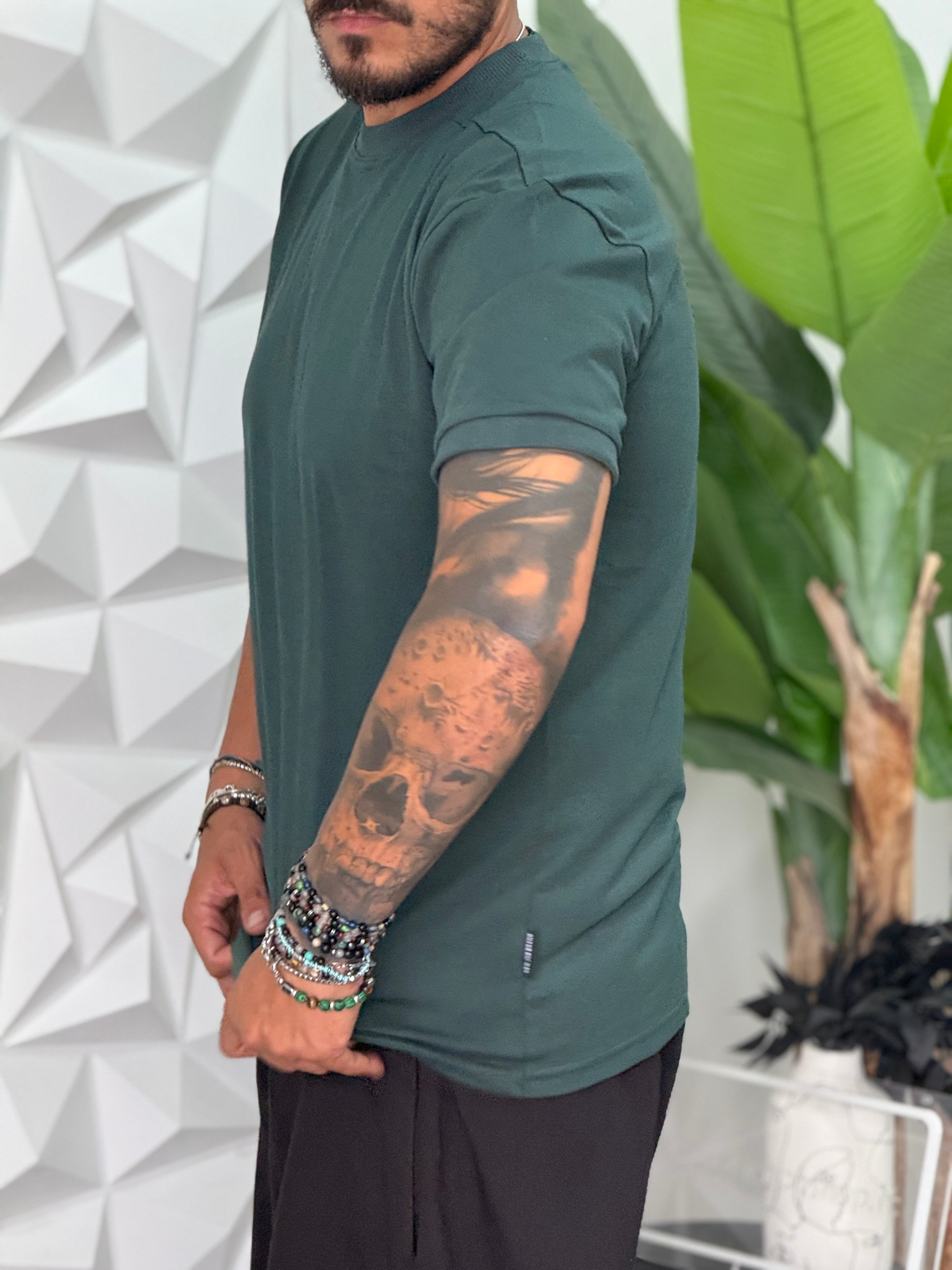 T-SHIRT COSTINA VERDE MILITARE NEW JOB BRAND