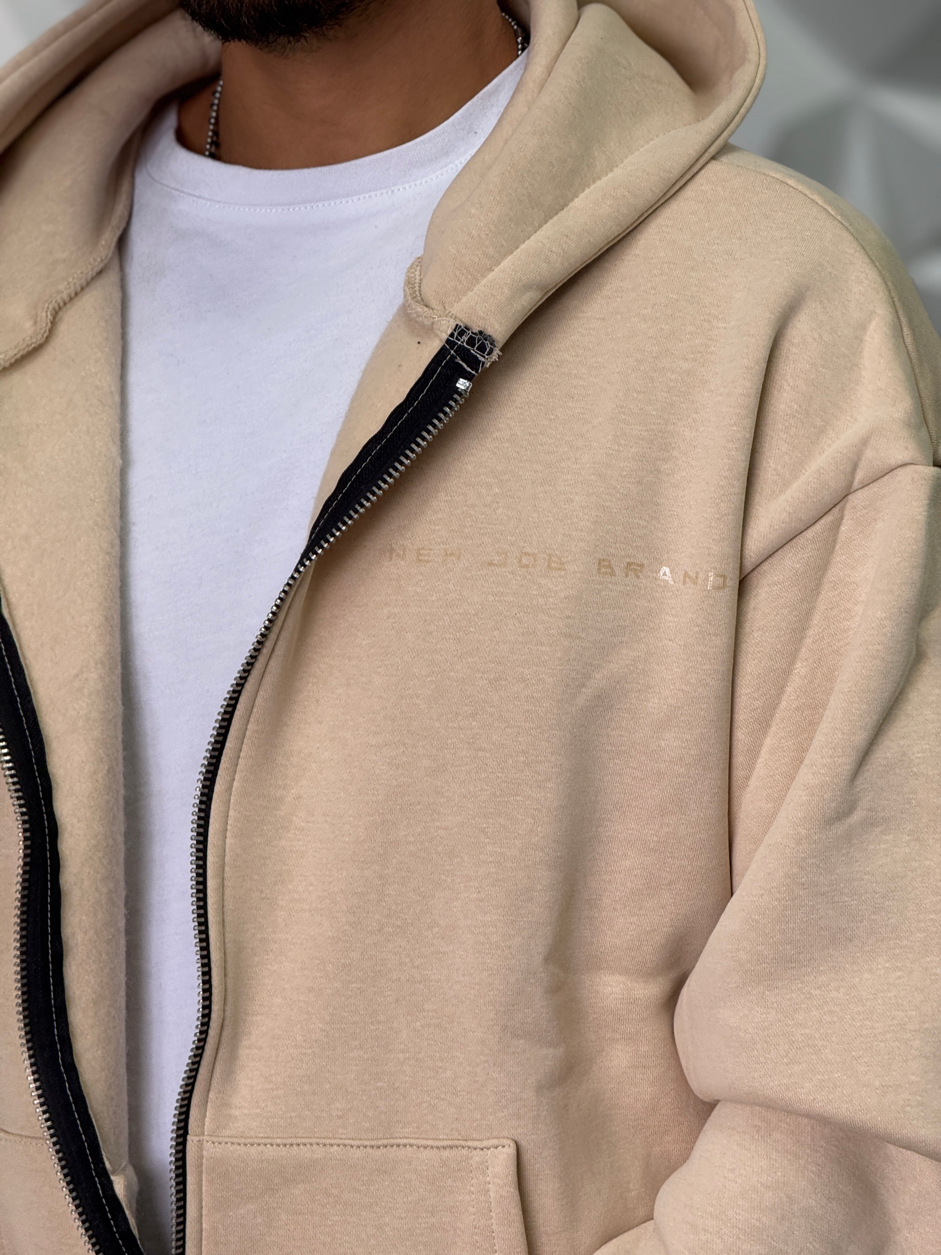 Felpa con zip over Beige new job brand