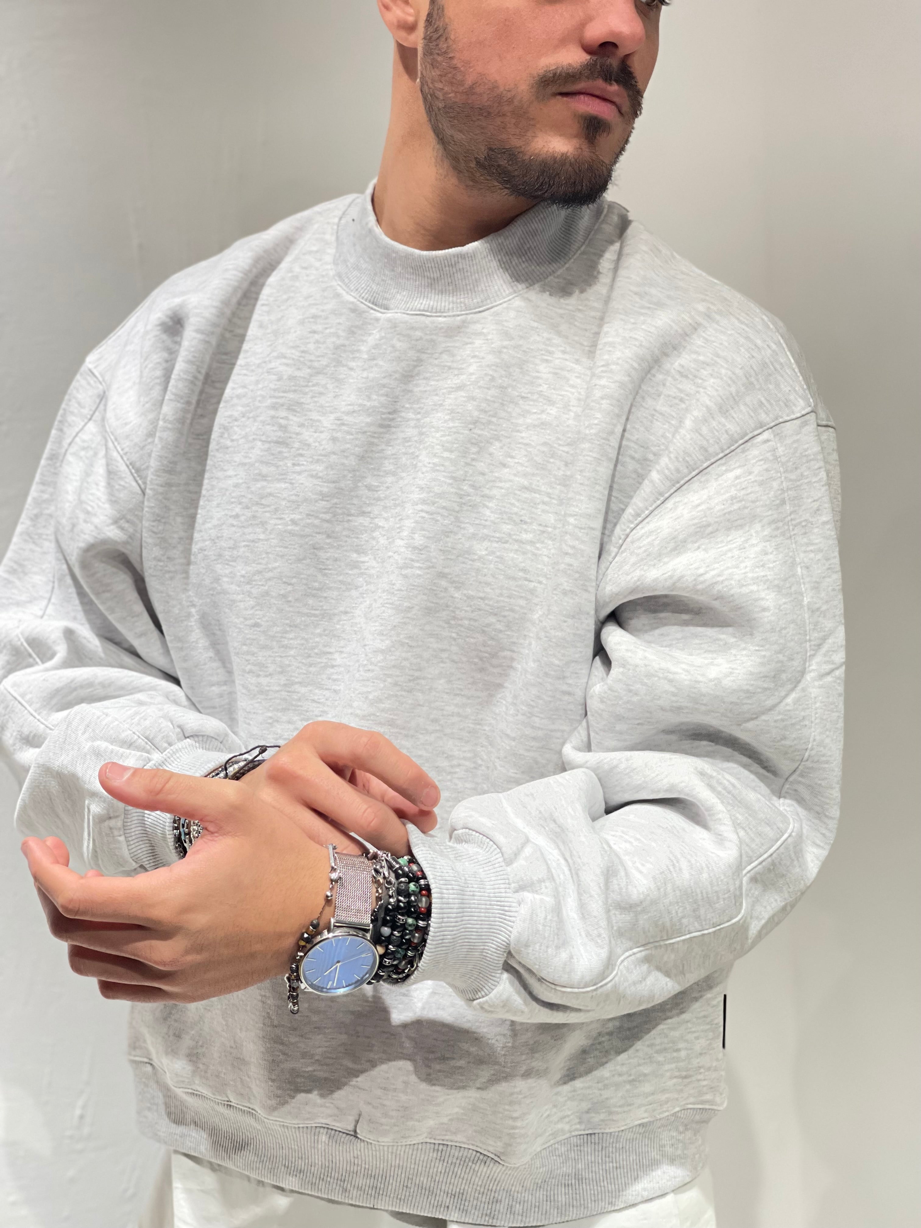 FELPA MEZZOCOLLO CROPPED GRIGIO NEW JOB BRAND