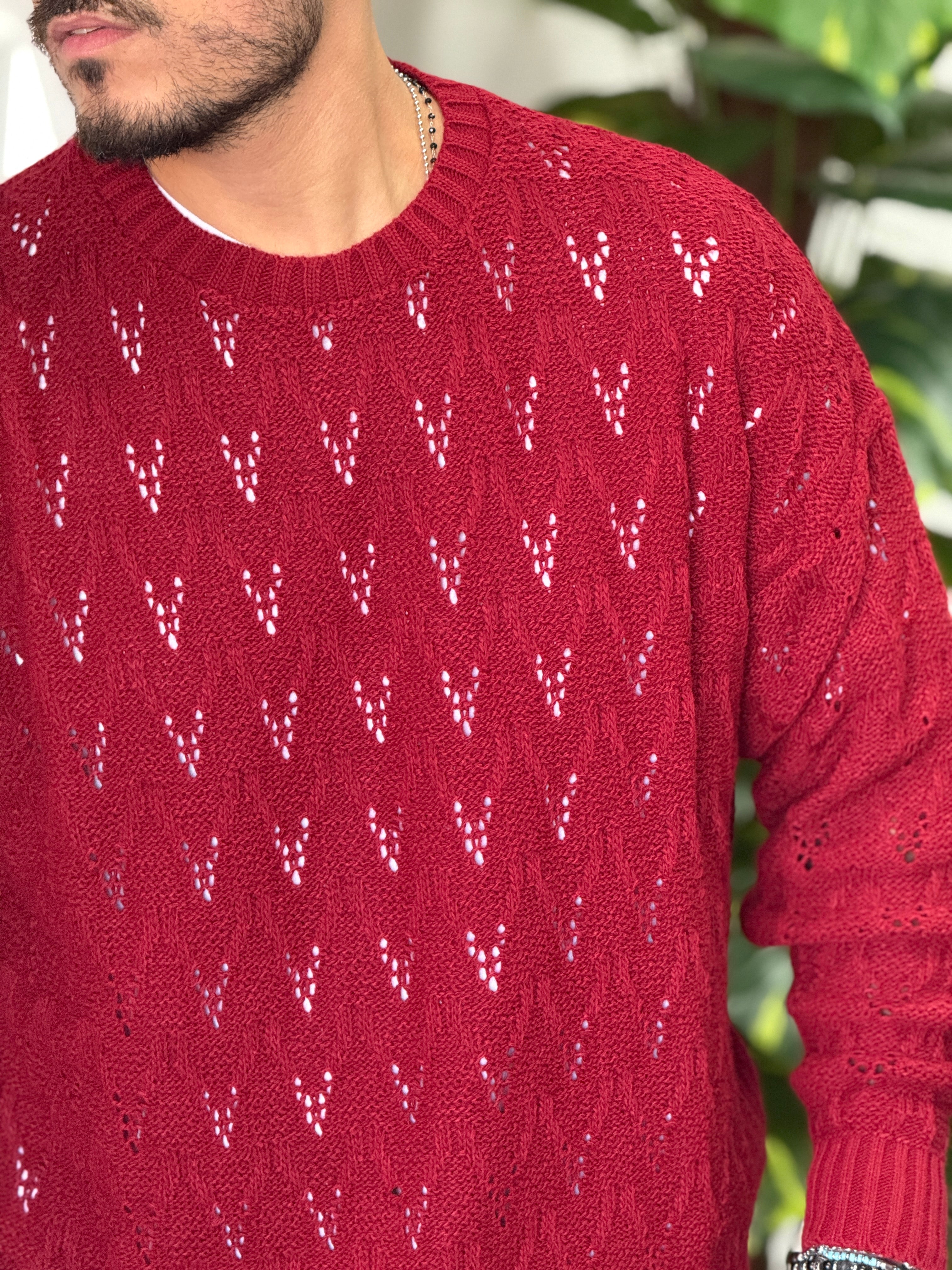 PULLOVER FORATO BORDEAUX NEW JOB BRAND