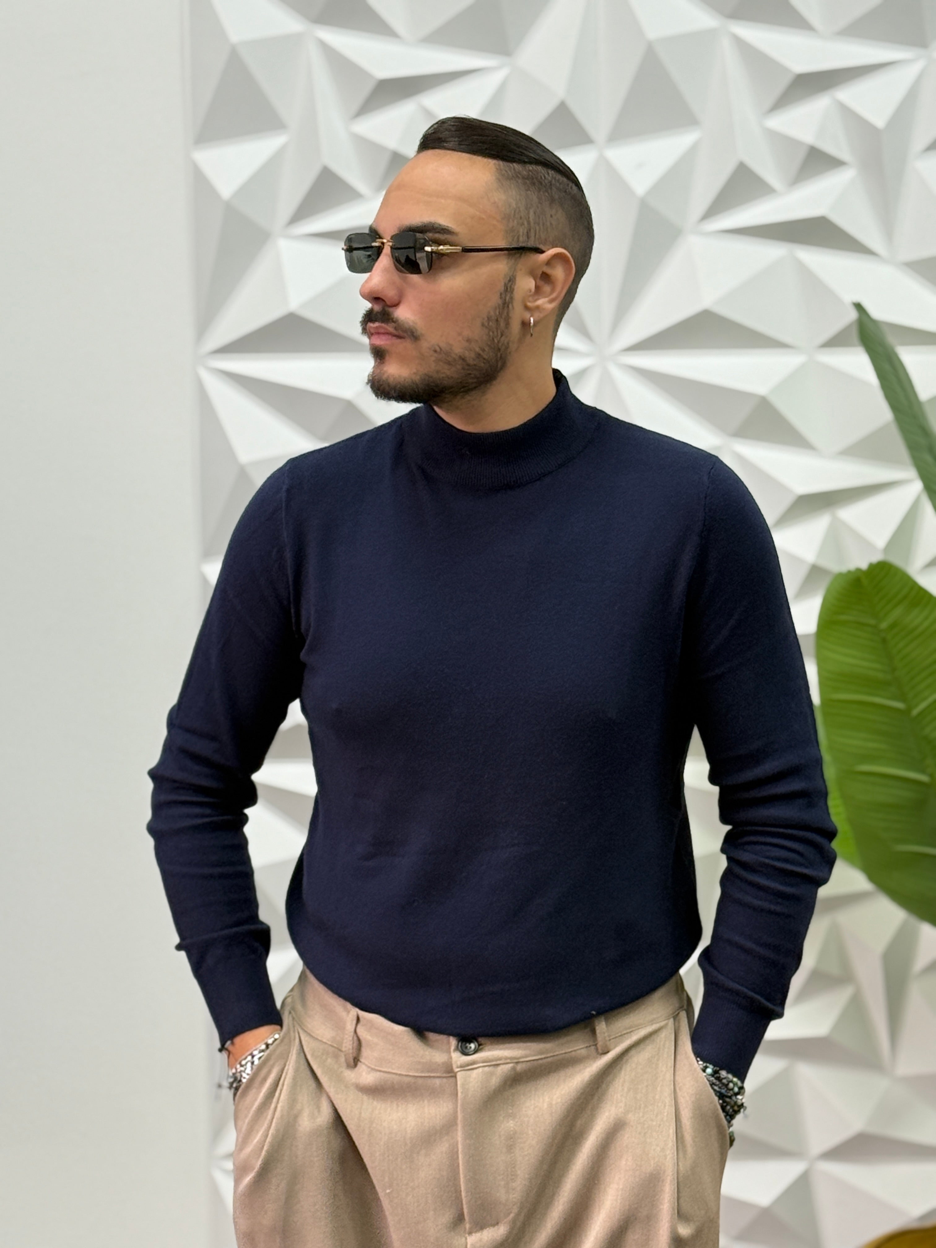 MAGLIONCINO MEZZOCOLLO BLU NAVY