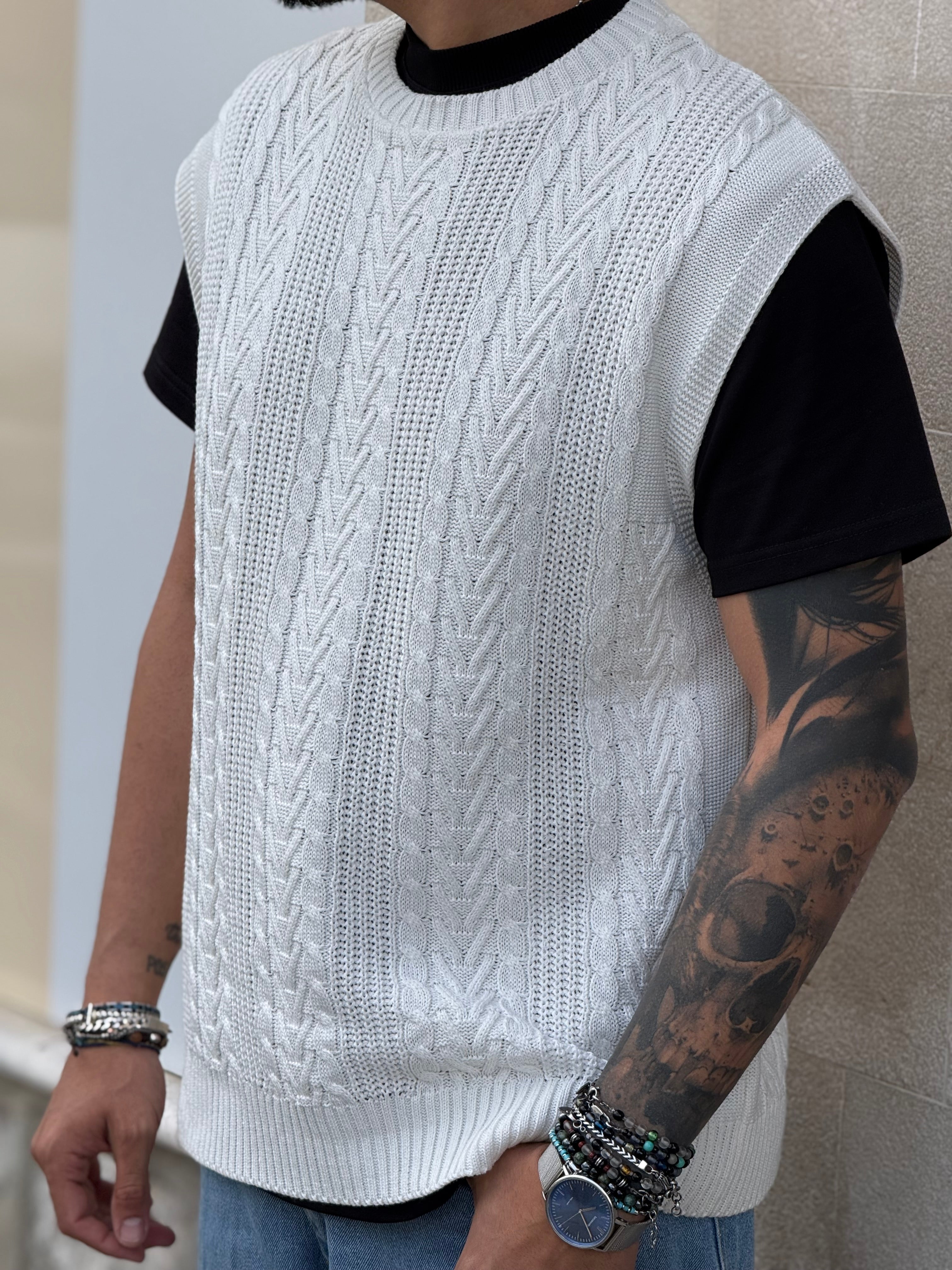 SMANICATO IN FILO BIANCO CON TRAMA NEW JOB BRAND