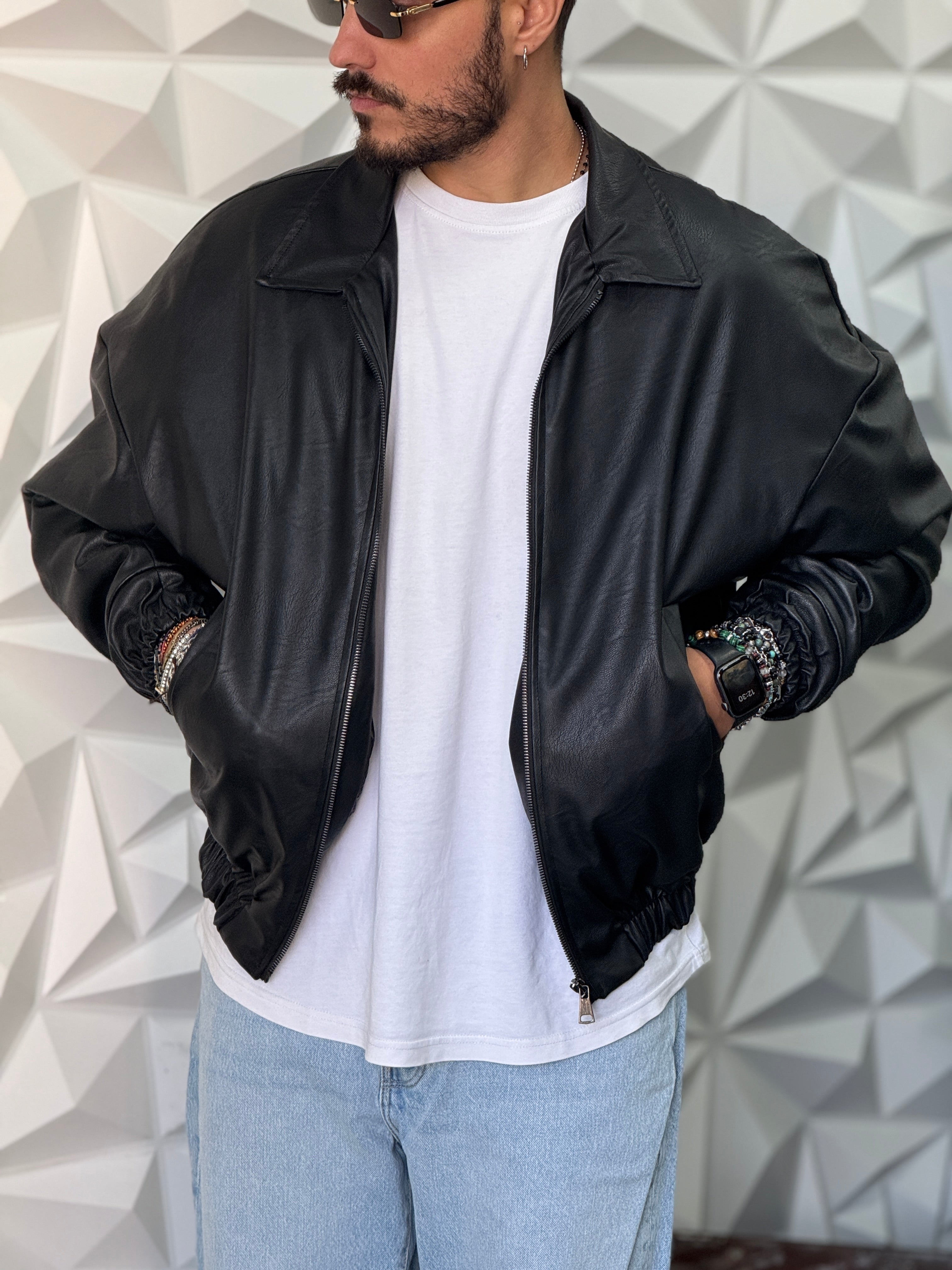 BOMBER BONSAI ECOPELLE NERO NEW JOB BRAND