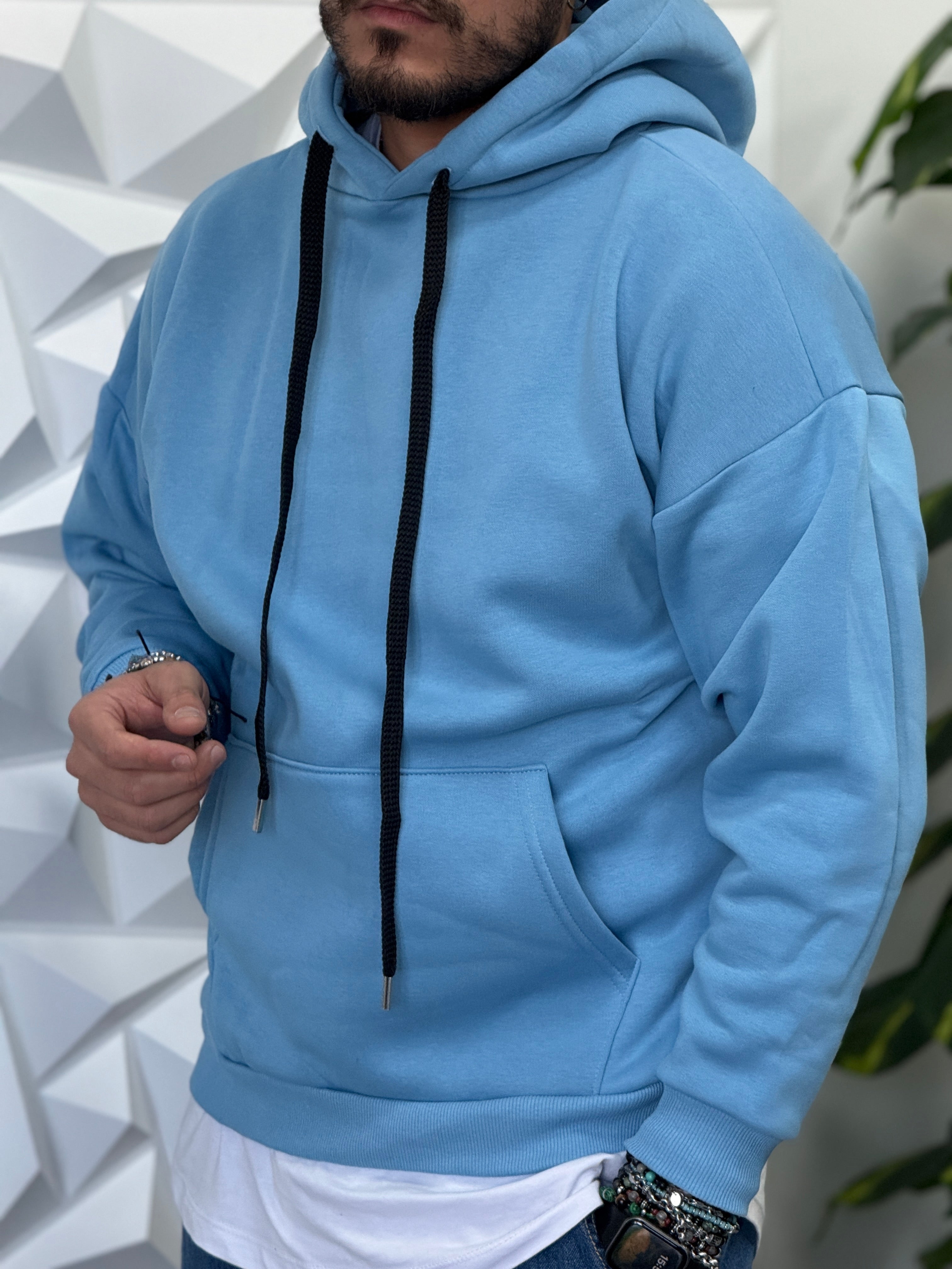 FELPA PALMA OVER CAPPUCCIO CELESTE NEW JOB BRAND