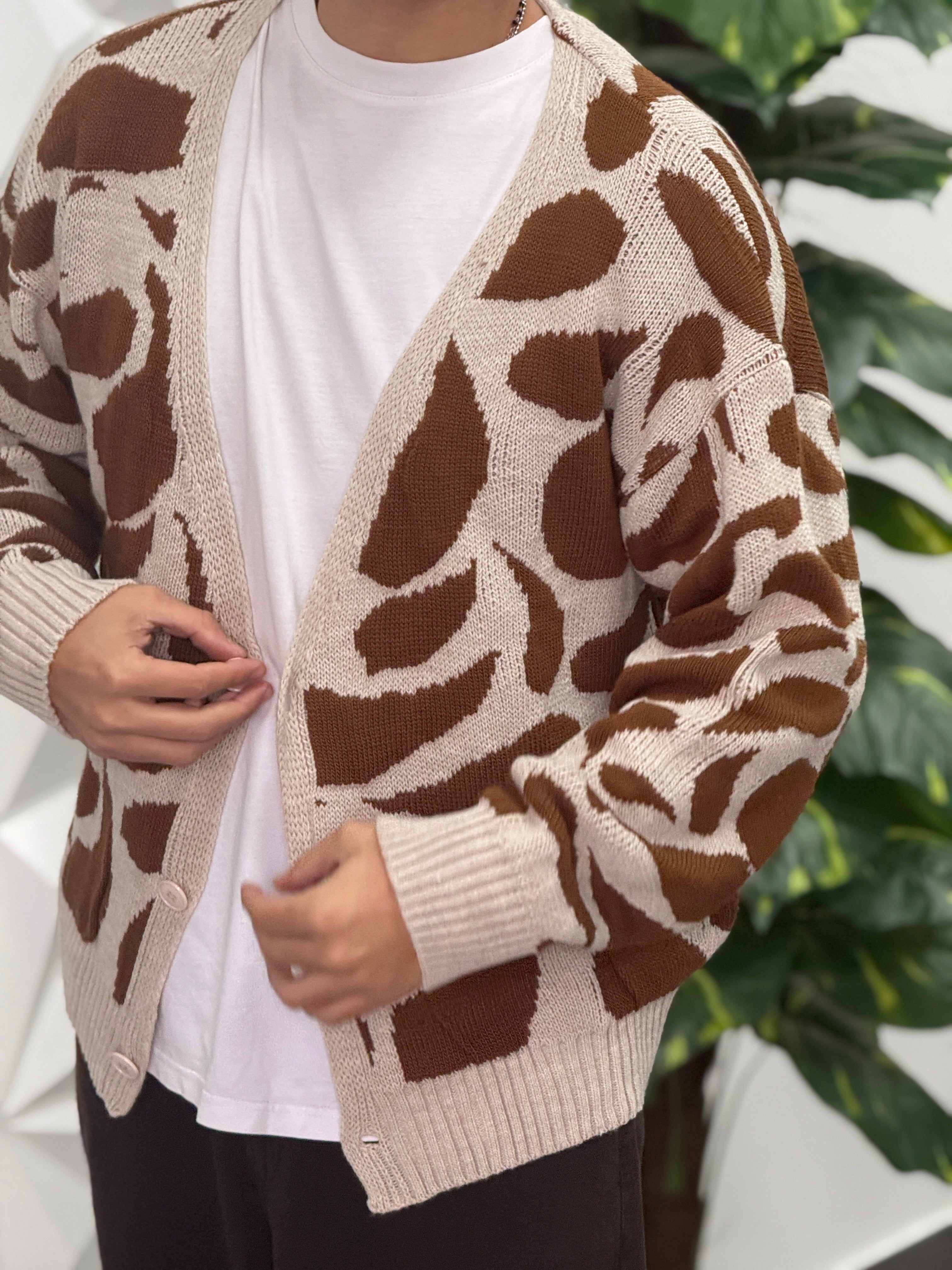 CARDIGAN MACULATO MORO CROPPED REVAME