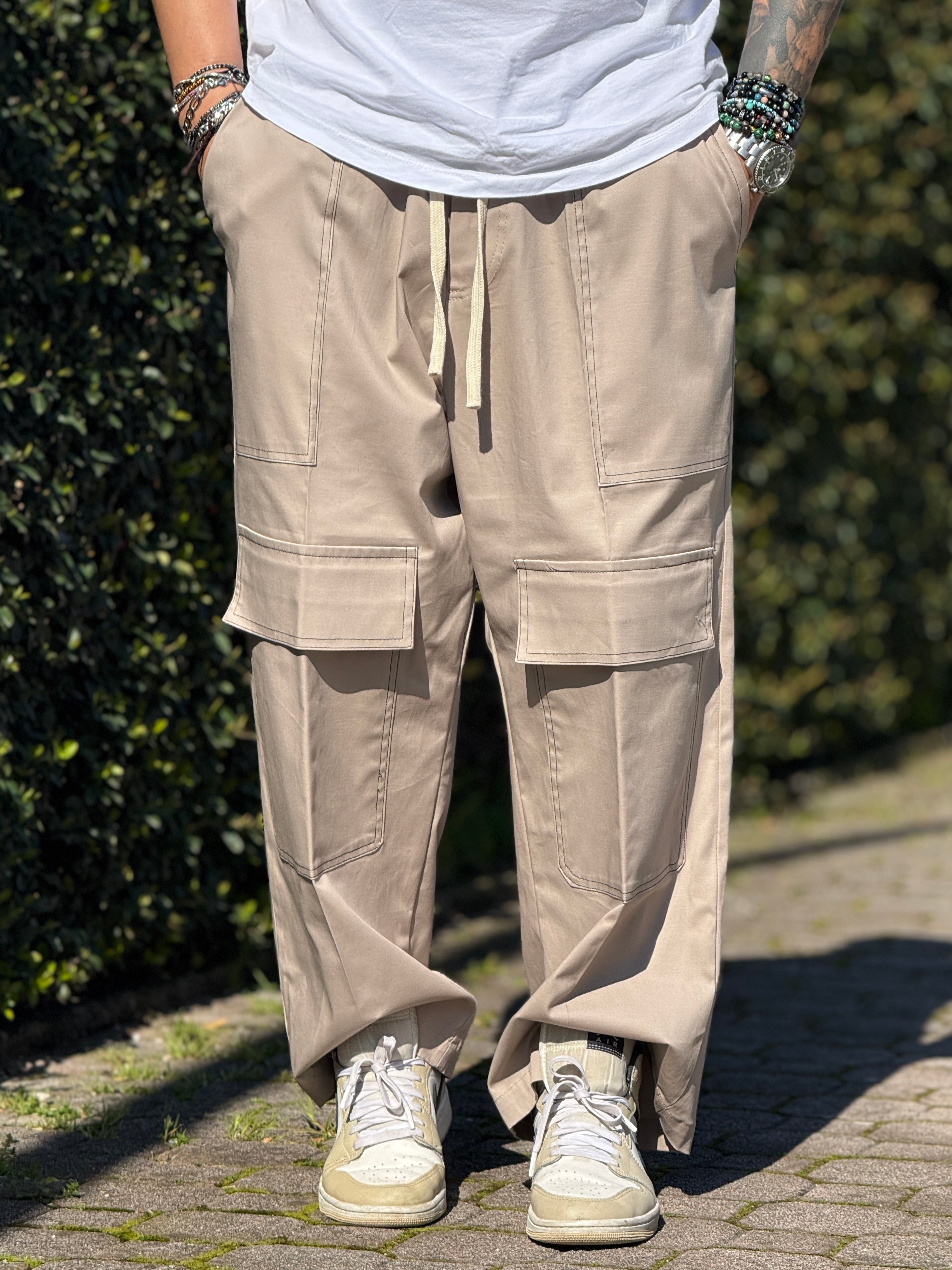 PANTALACCIO FRONT CARGO BAGGY BEIGE NEW JOB BRAND