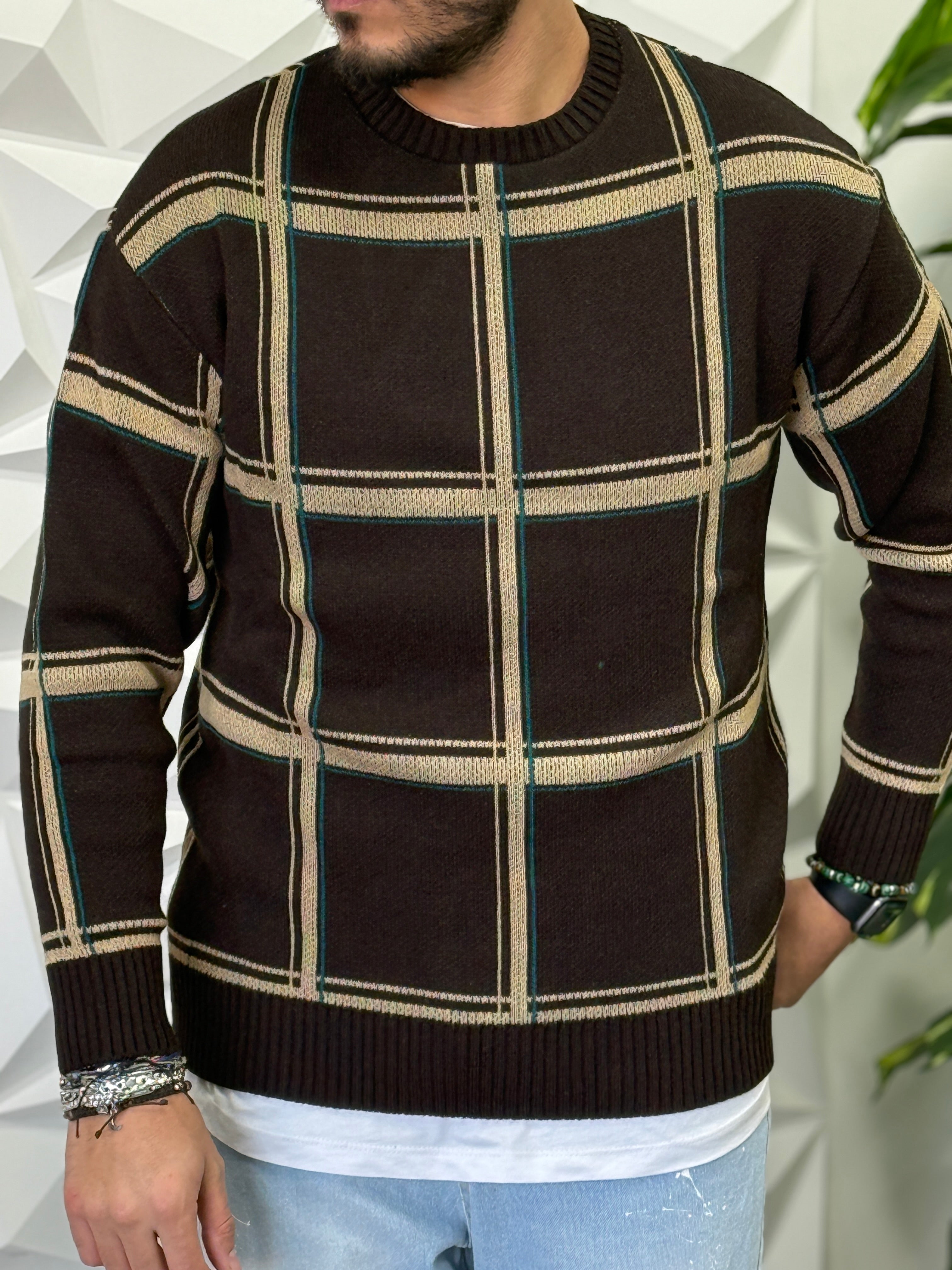 PULLOVER MORO QUADRI NEW JOB BRAND