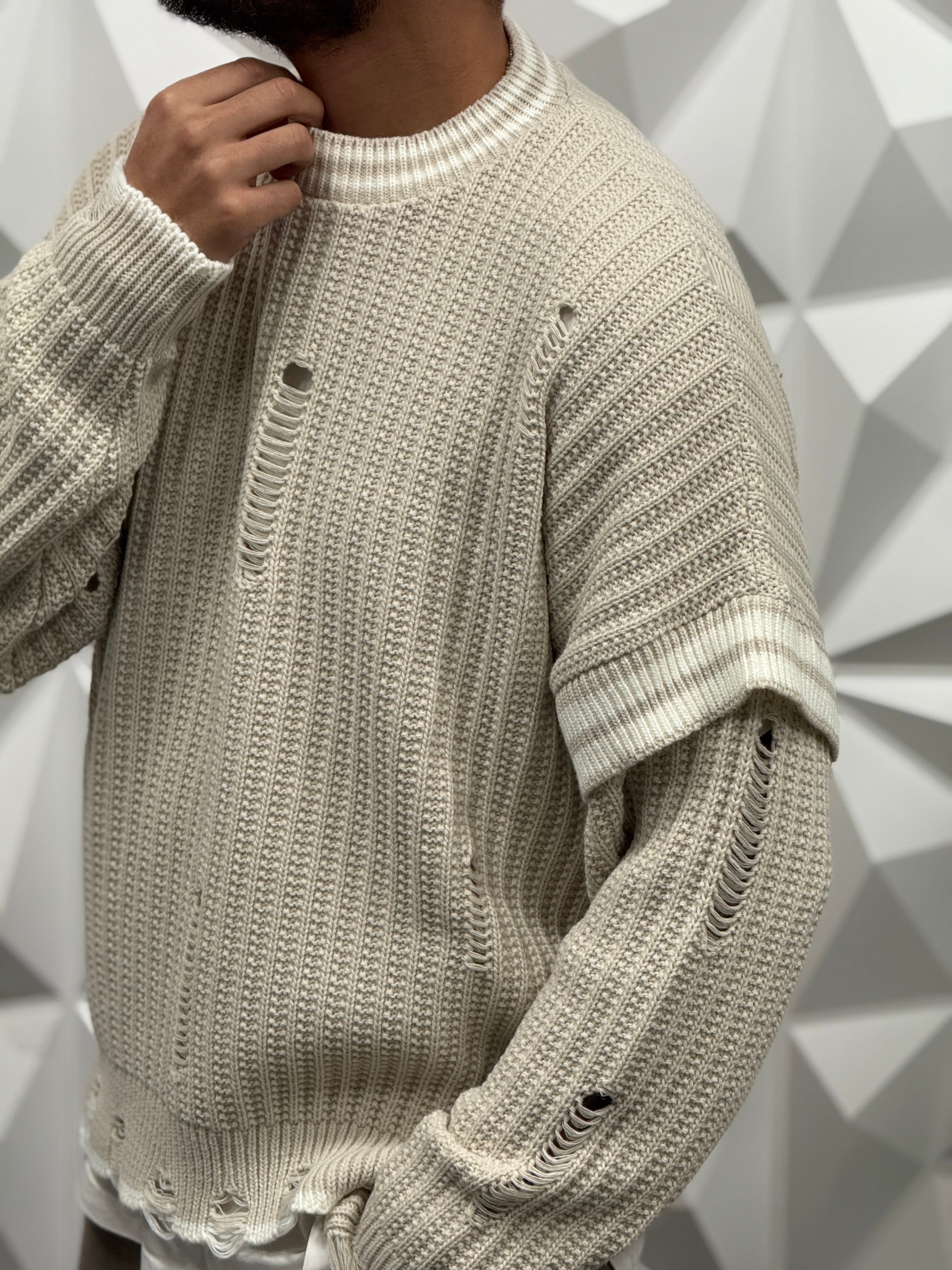 Maglione over doppia manica Beige New Job Bran