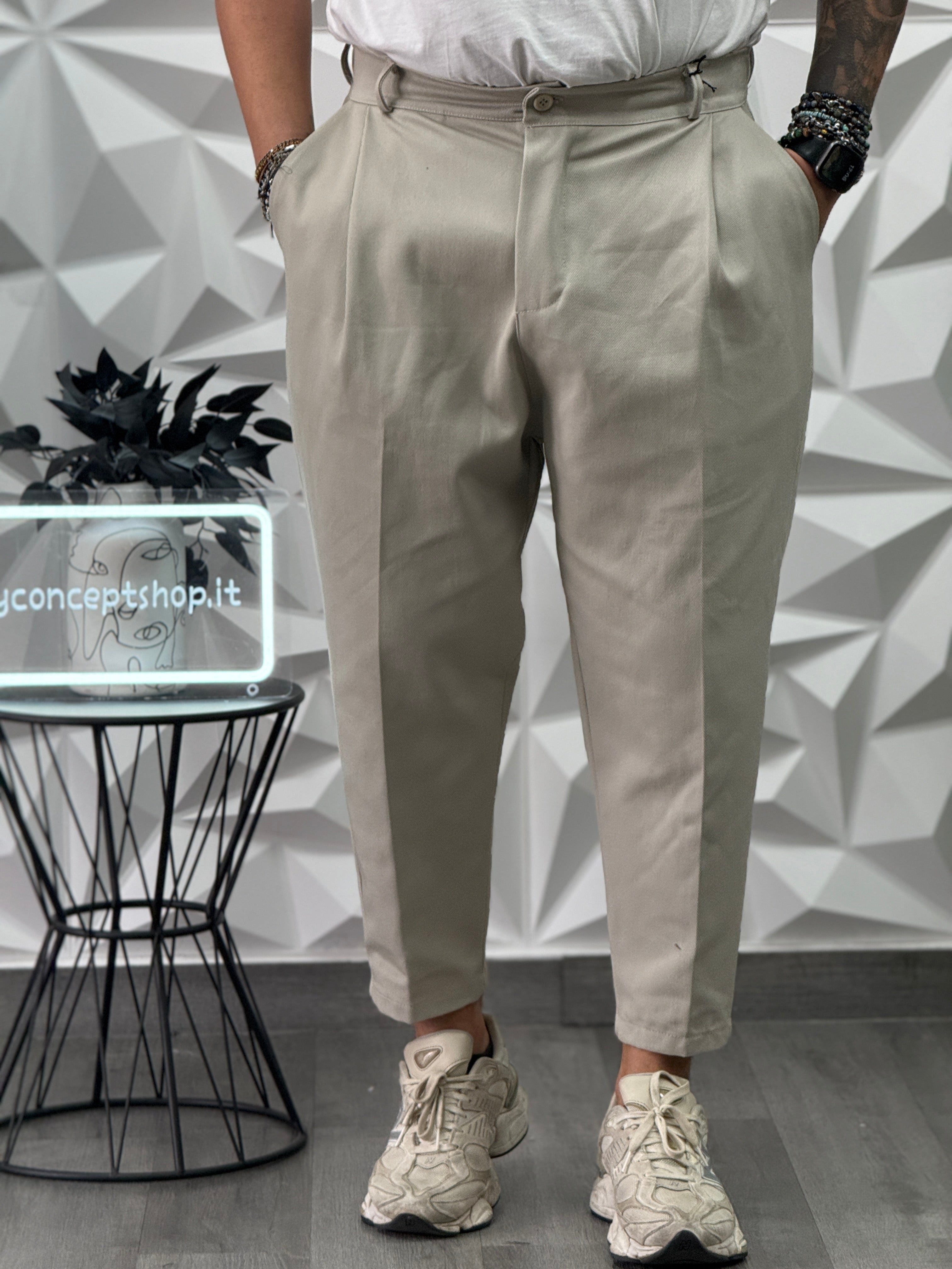 PANTALONE MONTECARLO FW26 BEIGE SPIGATO NEW JOB BRAND