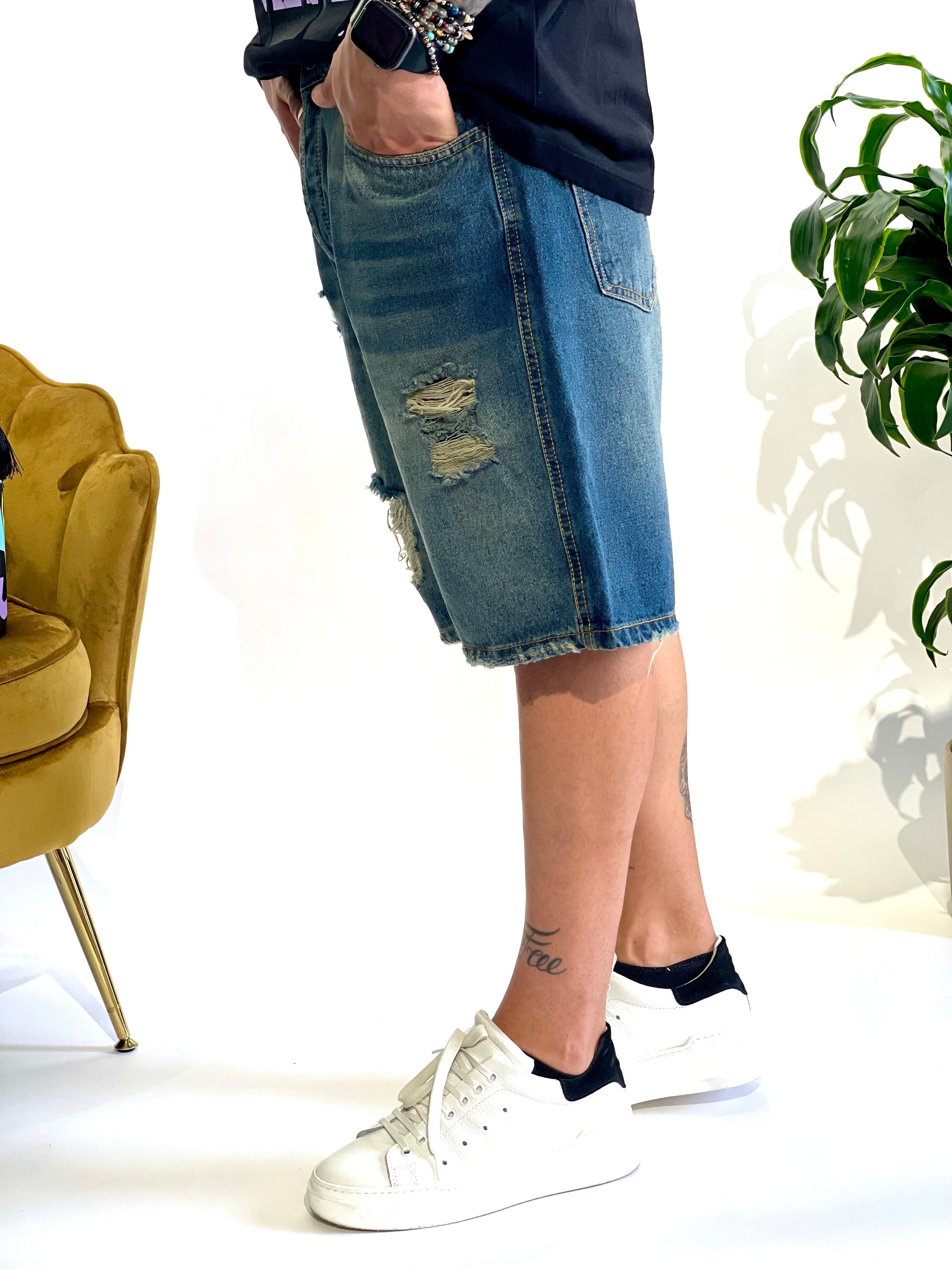 BERMUDA JEANS STRAPPI SABBIATO NJB