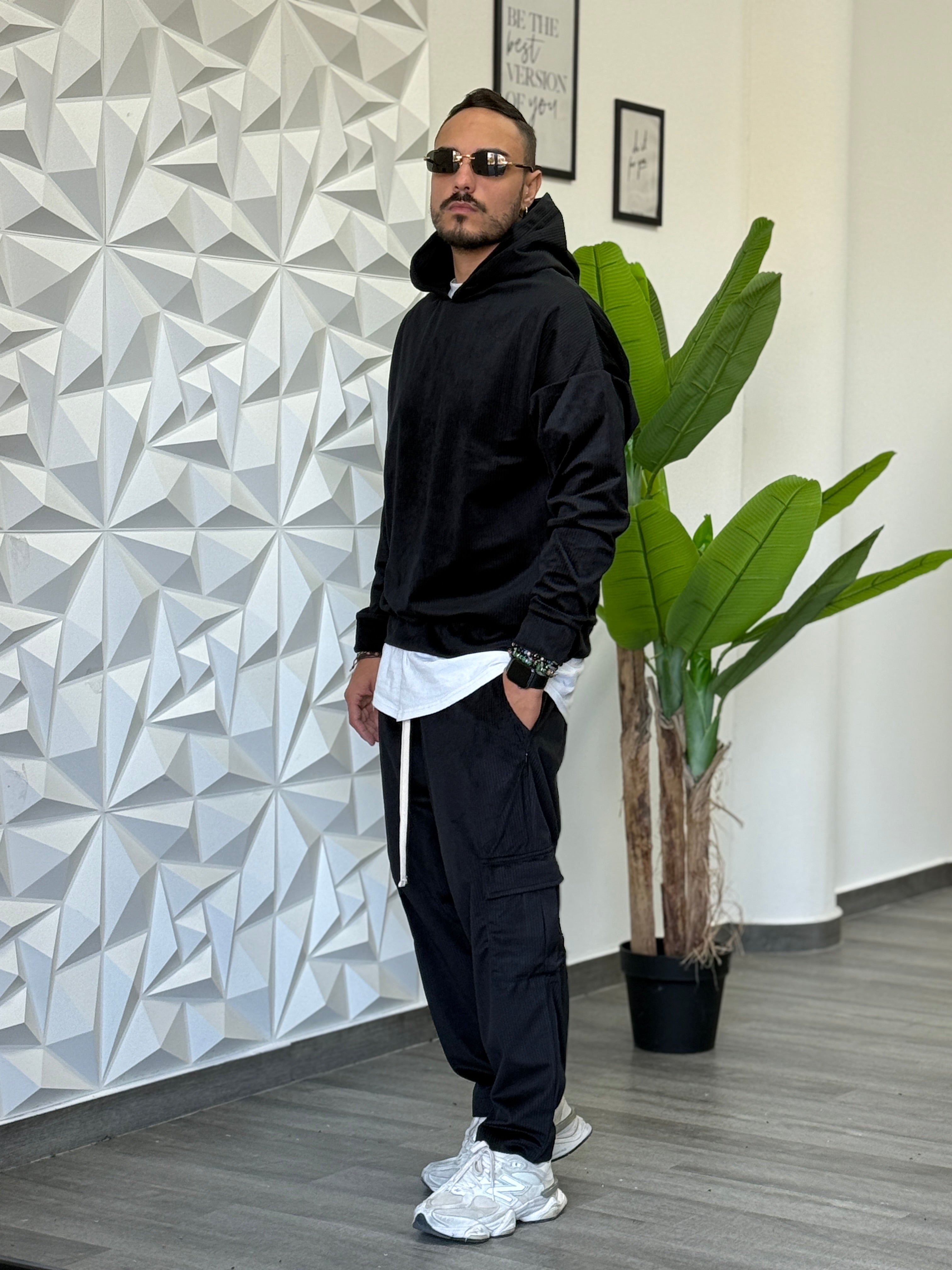 Coordinato tuta Velluto nero New Job Brand