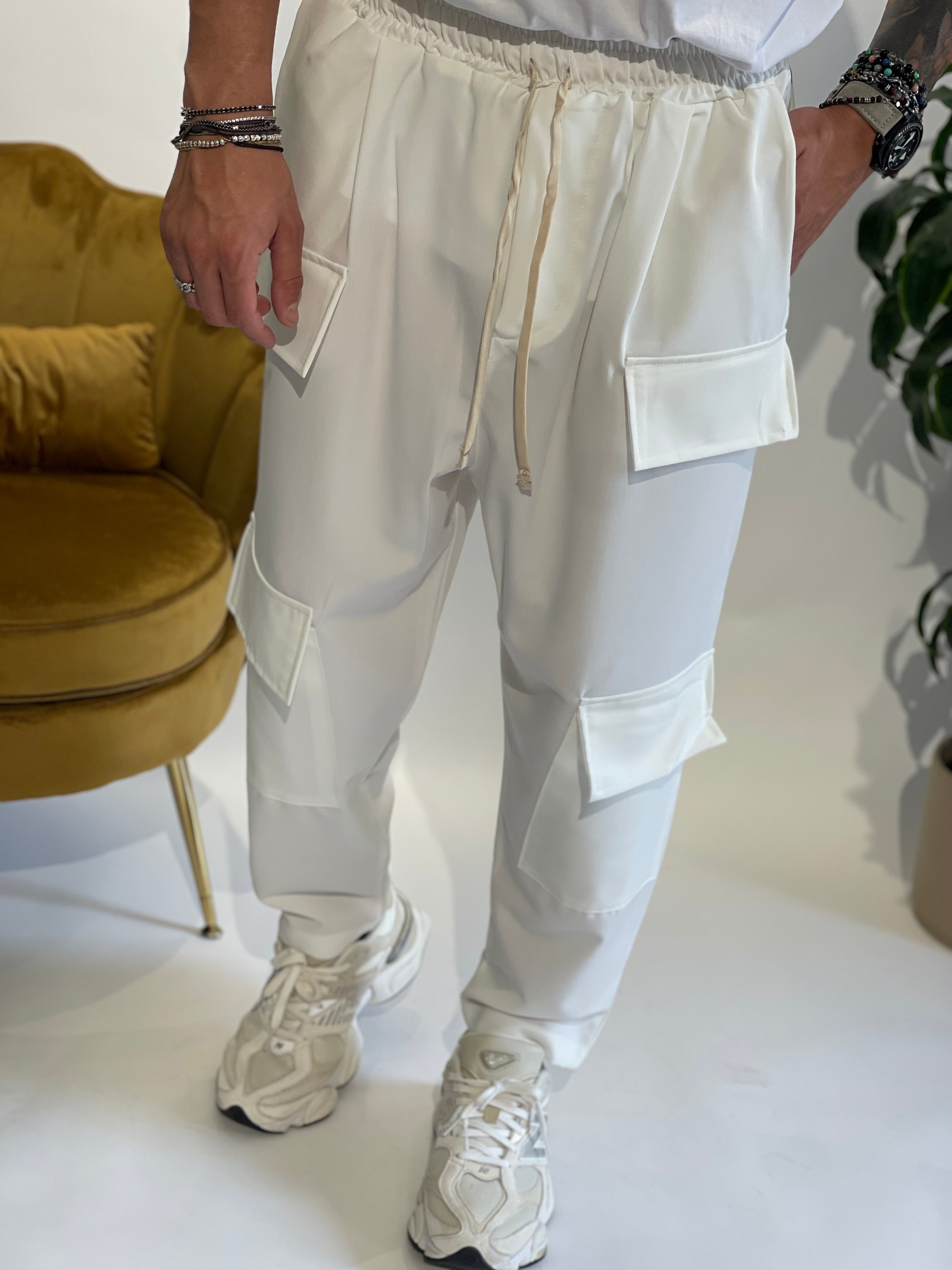PANT CARGO FRONT NJB BIANCO