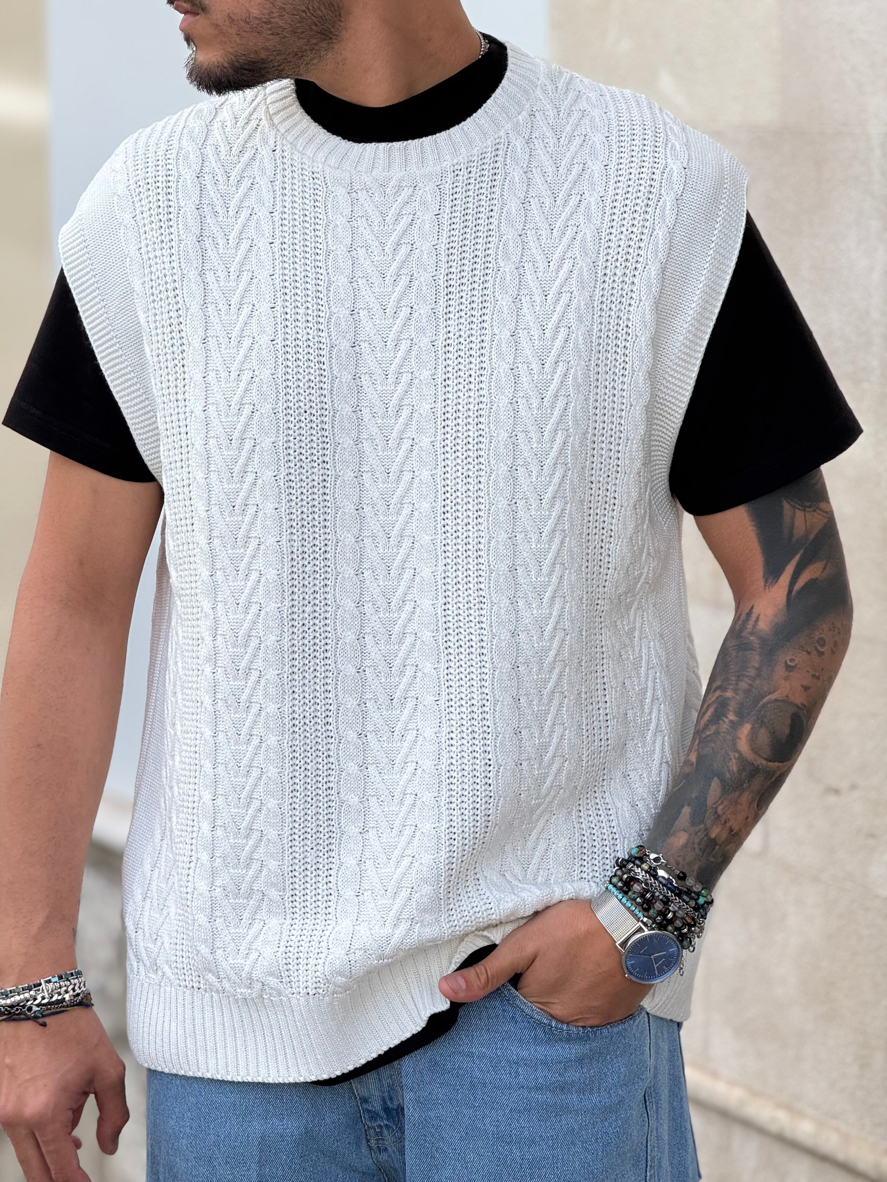 SMANICATO IN FILO BIANCO CON TRAMA NEW JOB BRAND