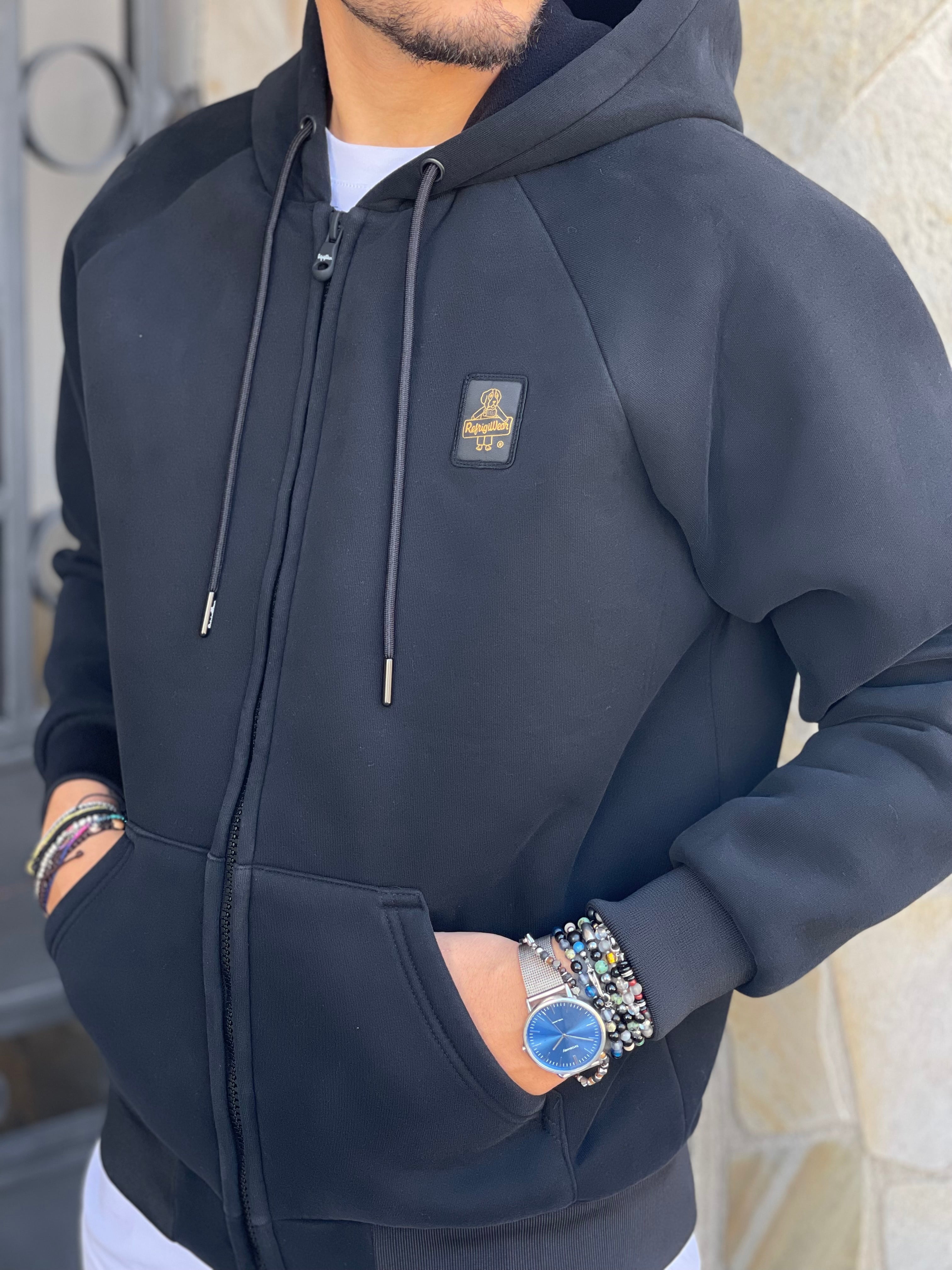 FELPA REFRIGIWEAR CON CAPPUCCIO NERO