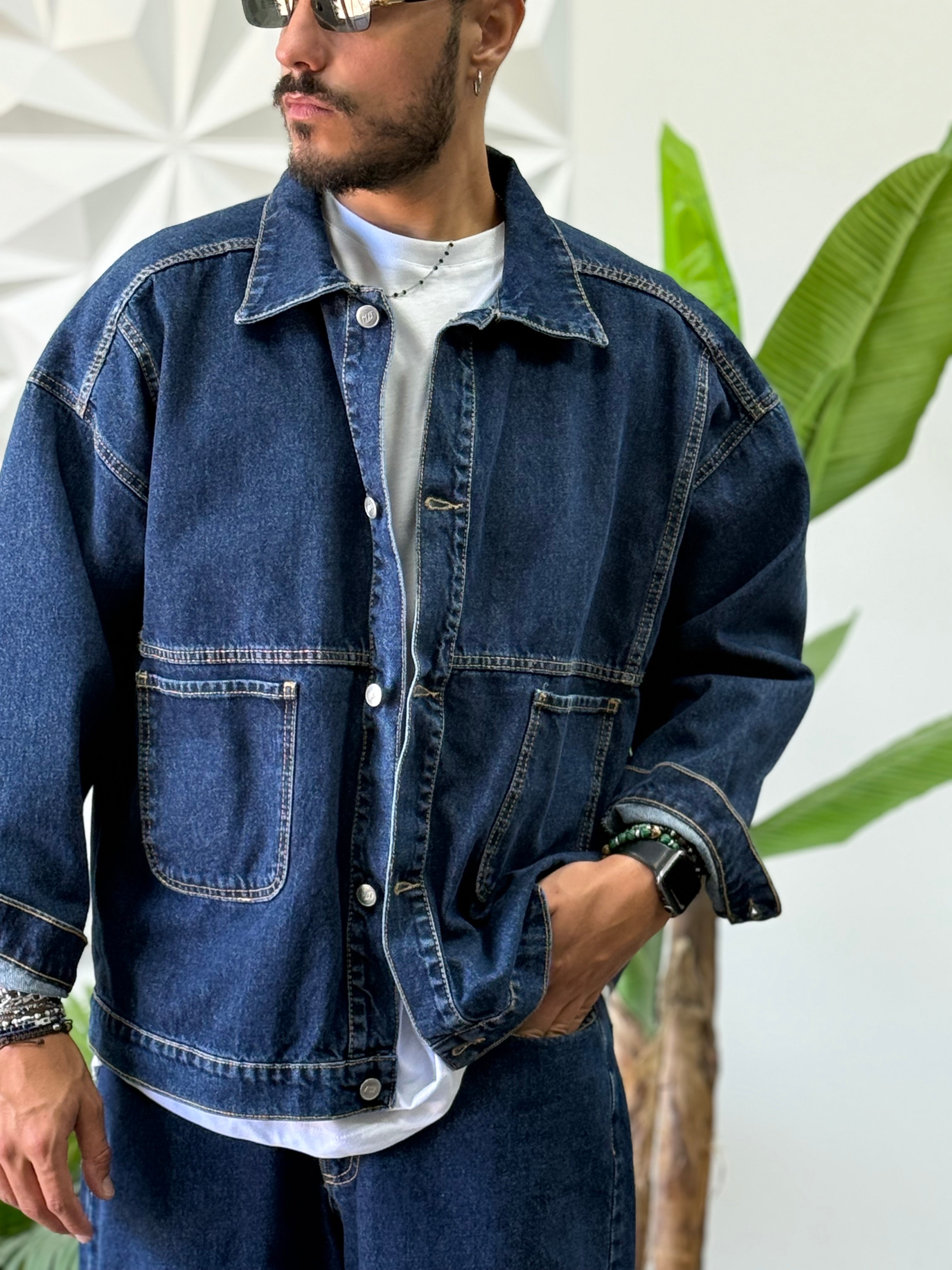 Coordinato Baggy swaggy di jeans blu new job brand