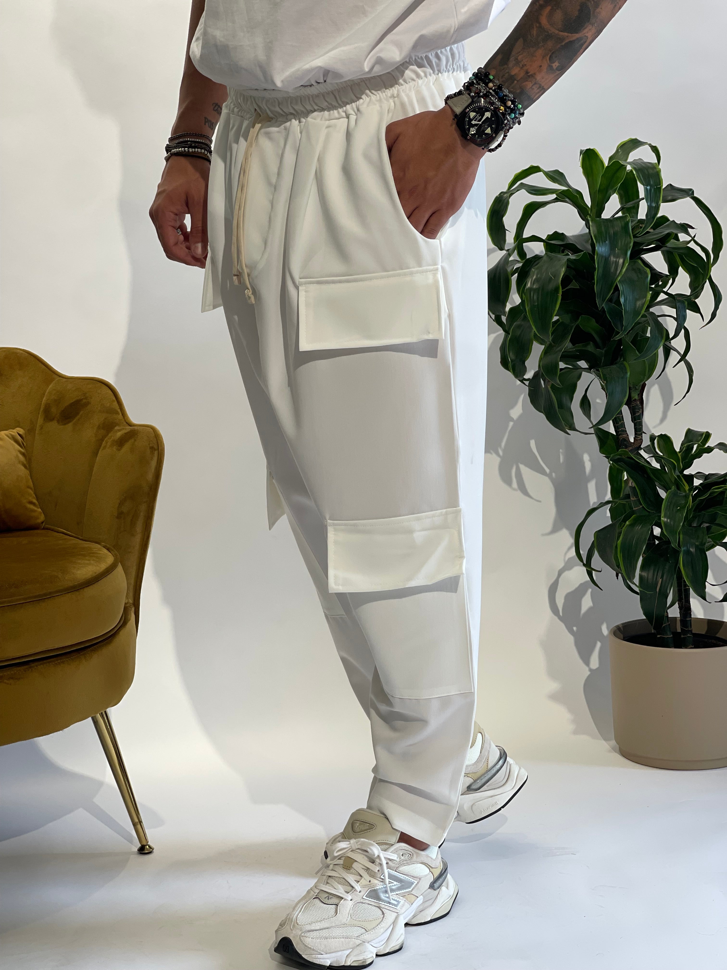 PANT CARGO FRONT NJB BIANCO