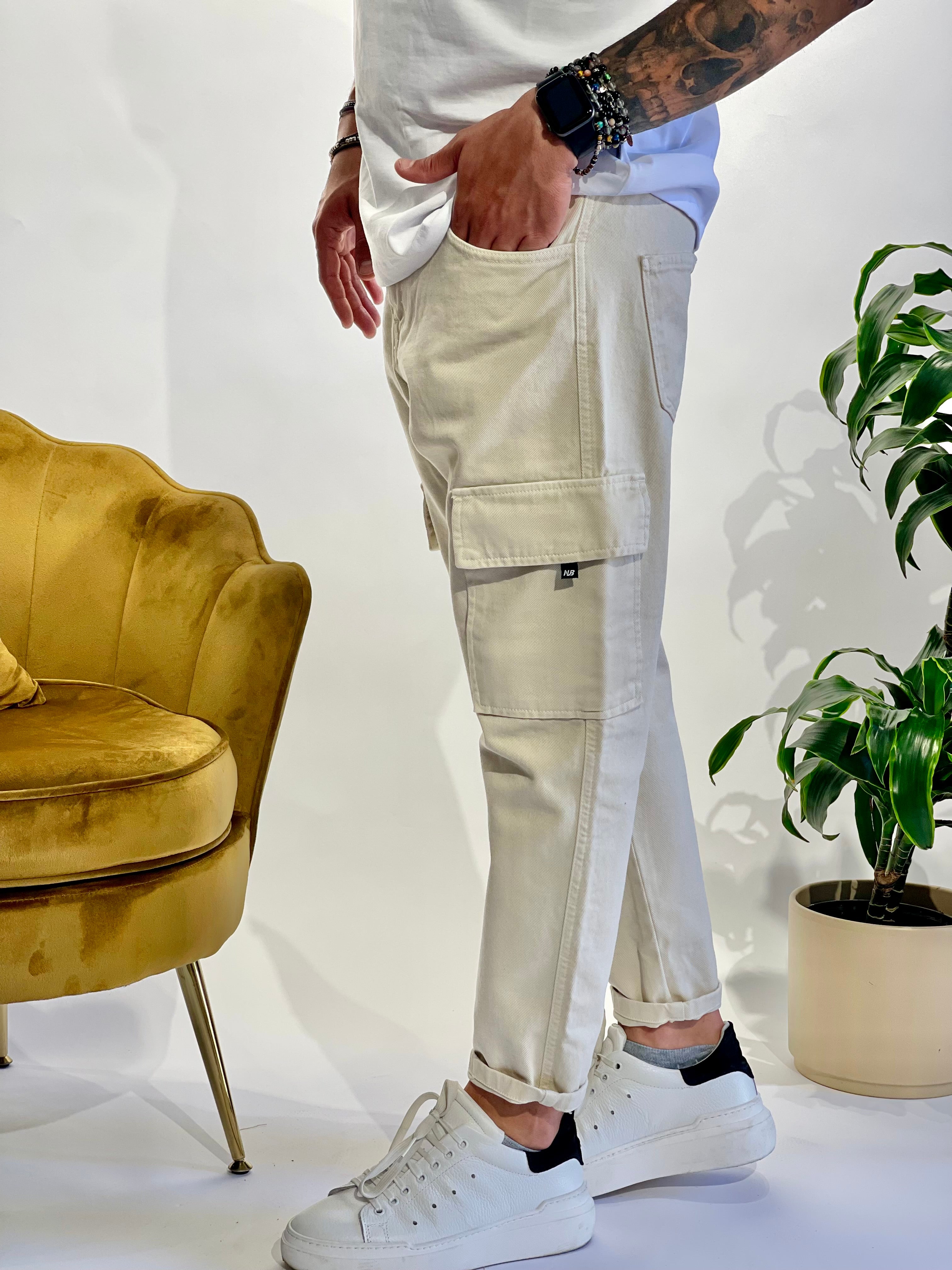 CARGO JEANS AVORIO NJB