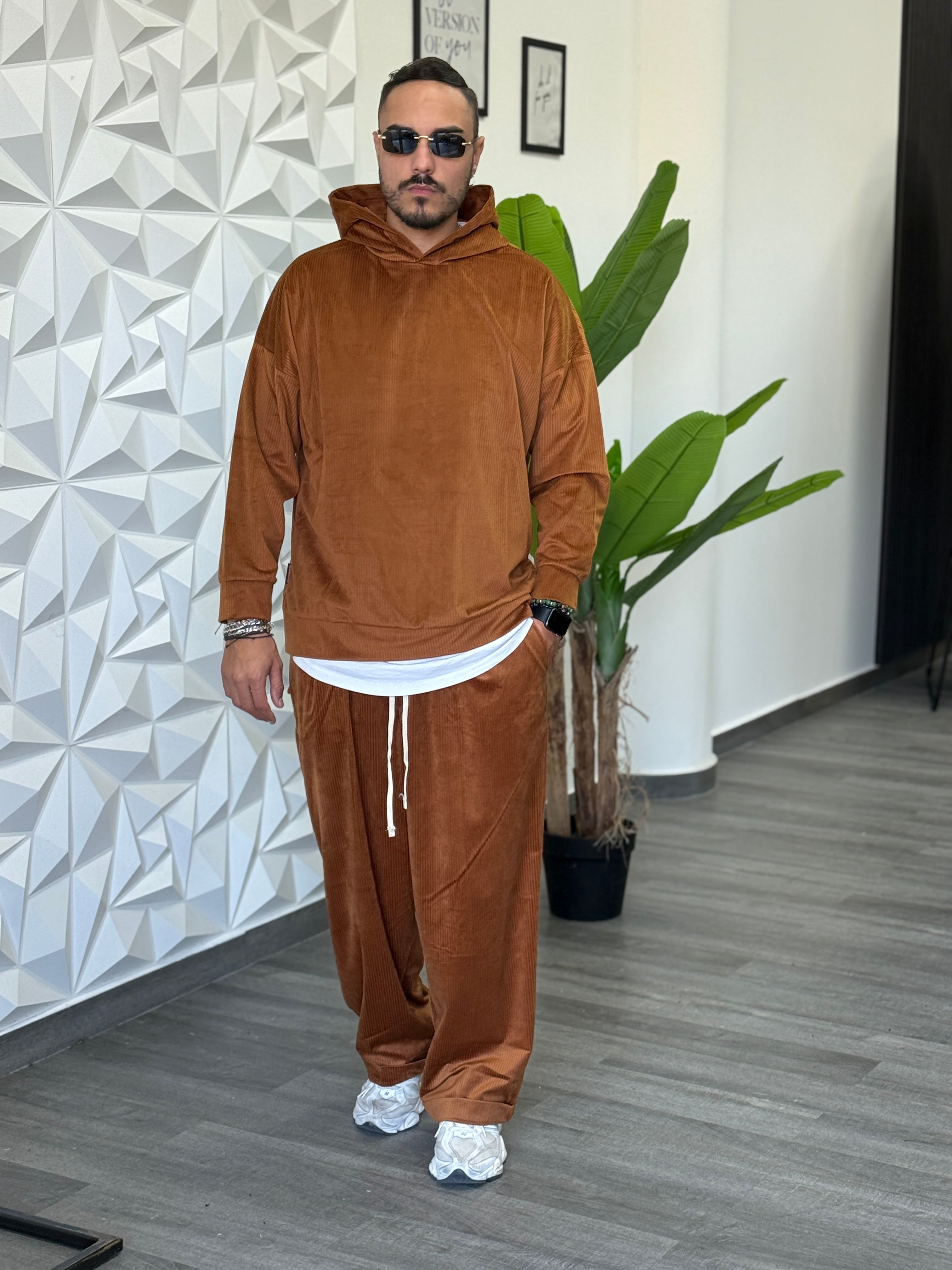 Coordinato tuta Velluto ruggine New Job Brand