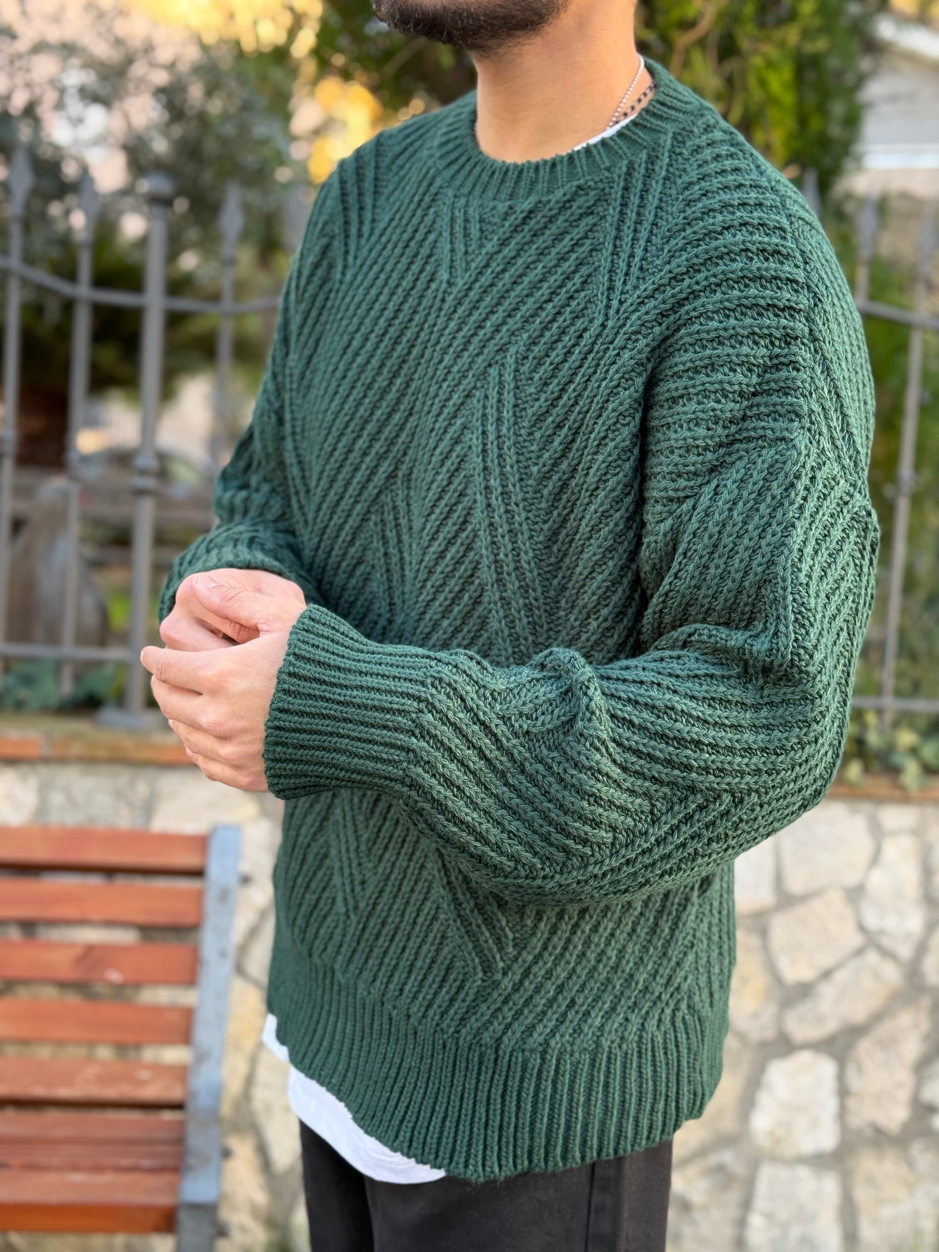 MAGLIONE OVERSIZE TRAMA VERDE BOSCONEW JOB BRAND