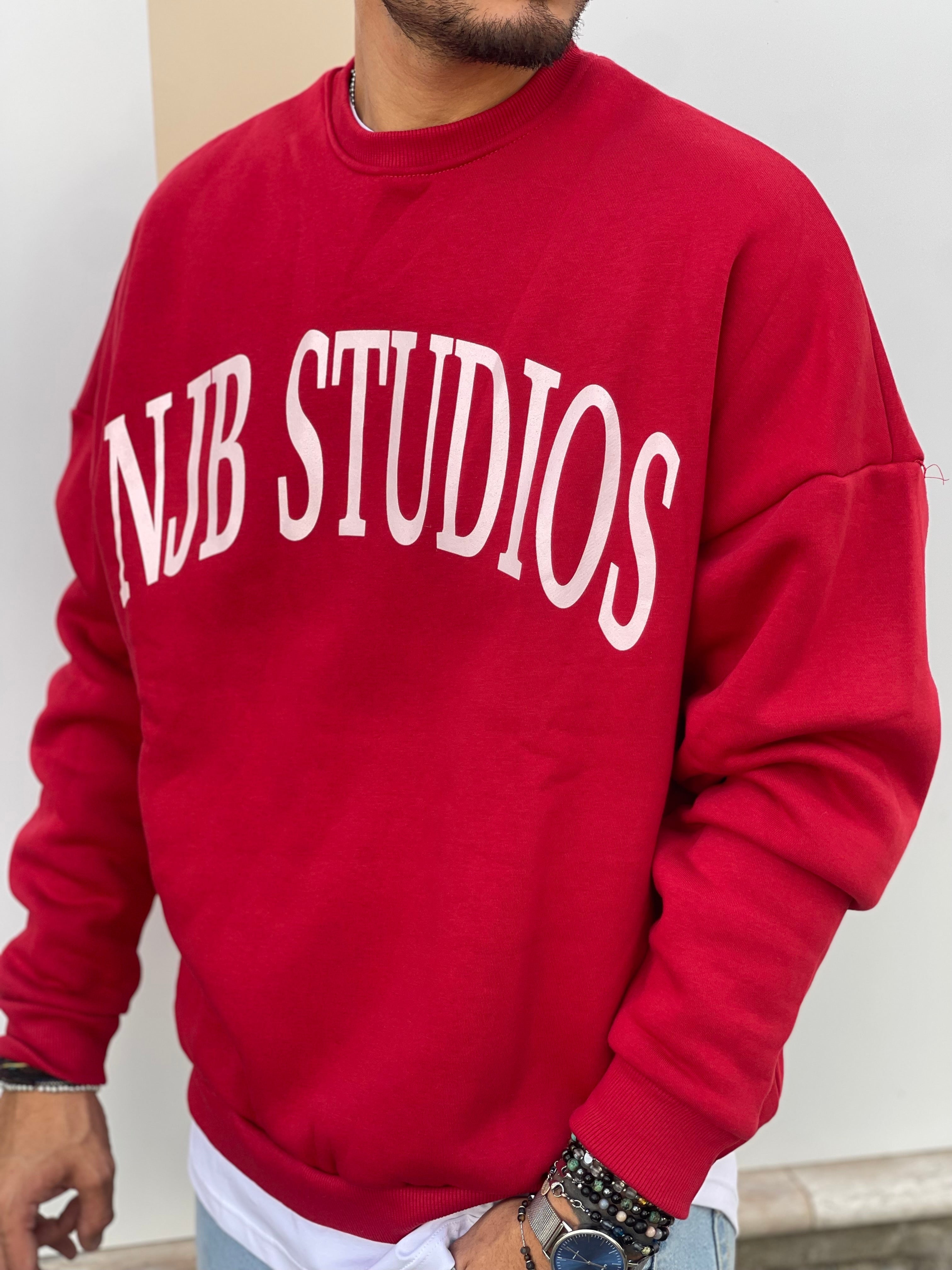 FELPA OVERSIZE STUDIOS NEW JOB BRAND ROSSO