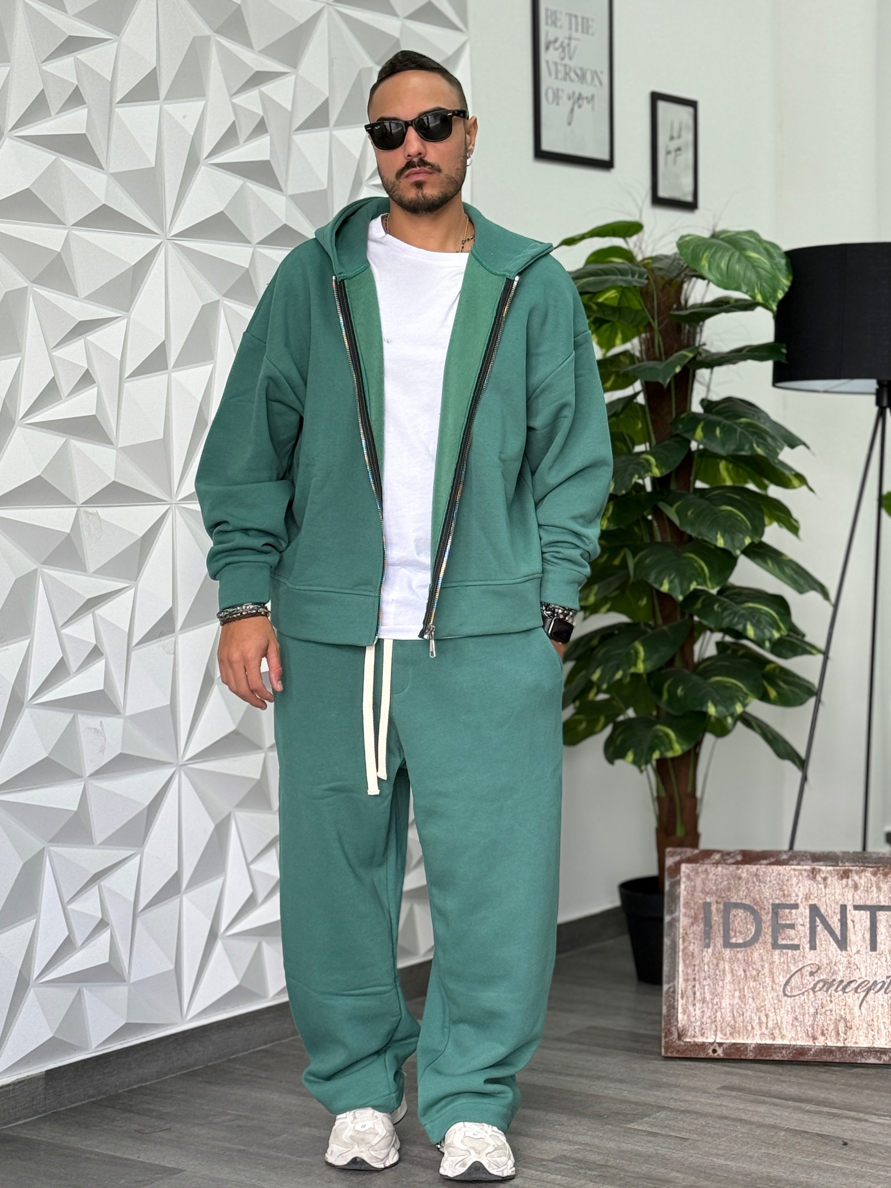 Coordinato tuta Baggy verde GB28 New Job Brand