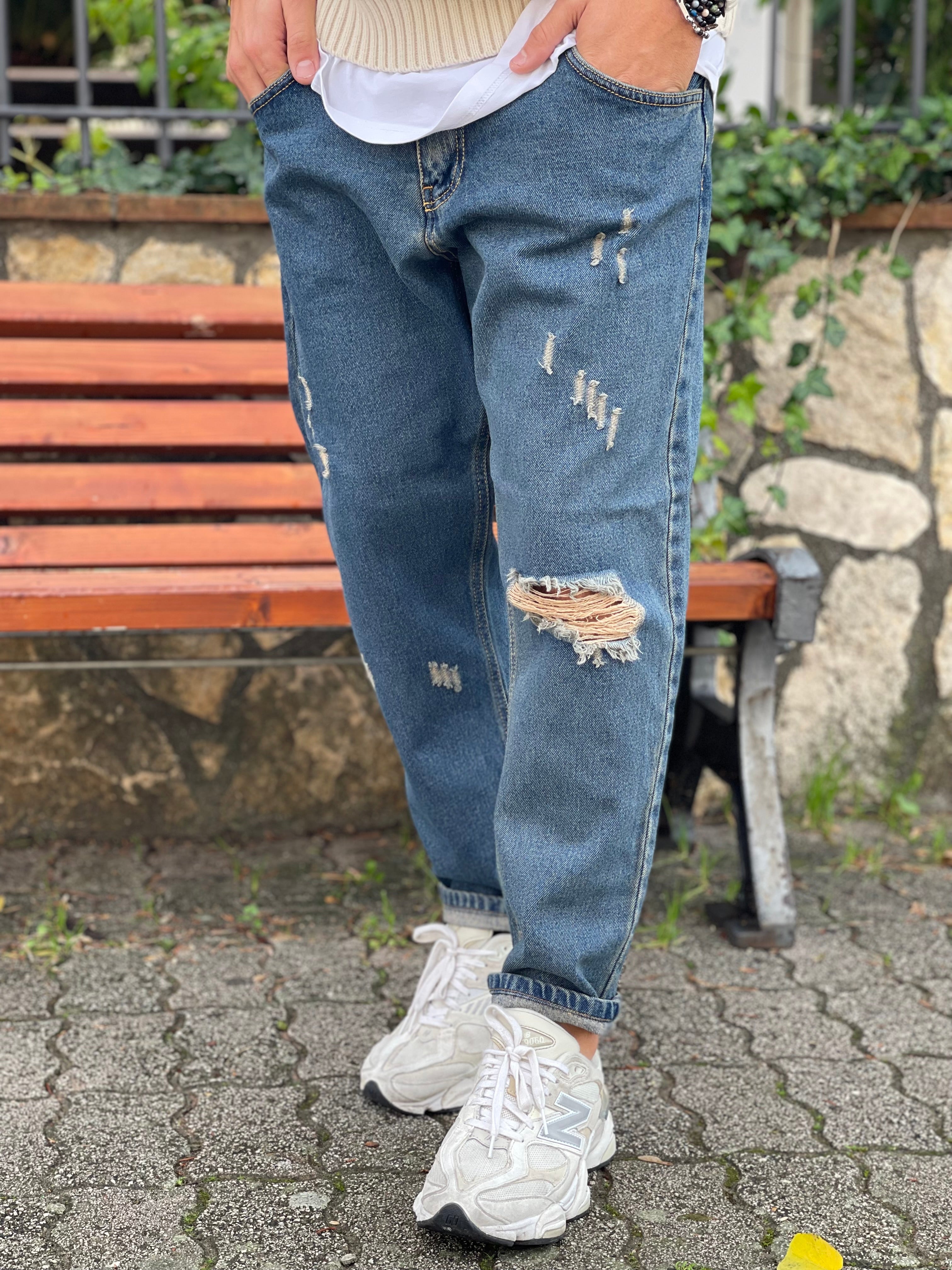JEANS NEW JOB BRAND SABBIATO CON STRAPPI