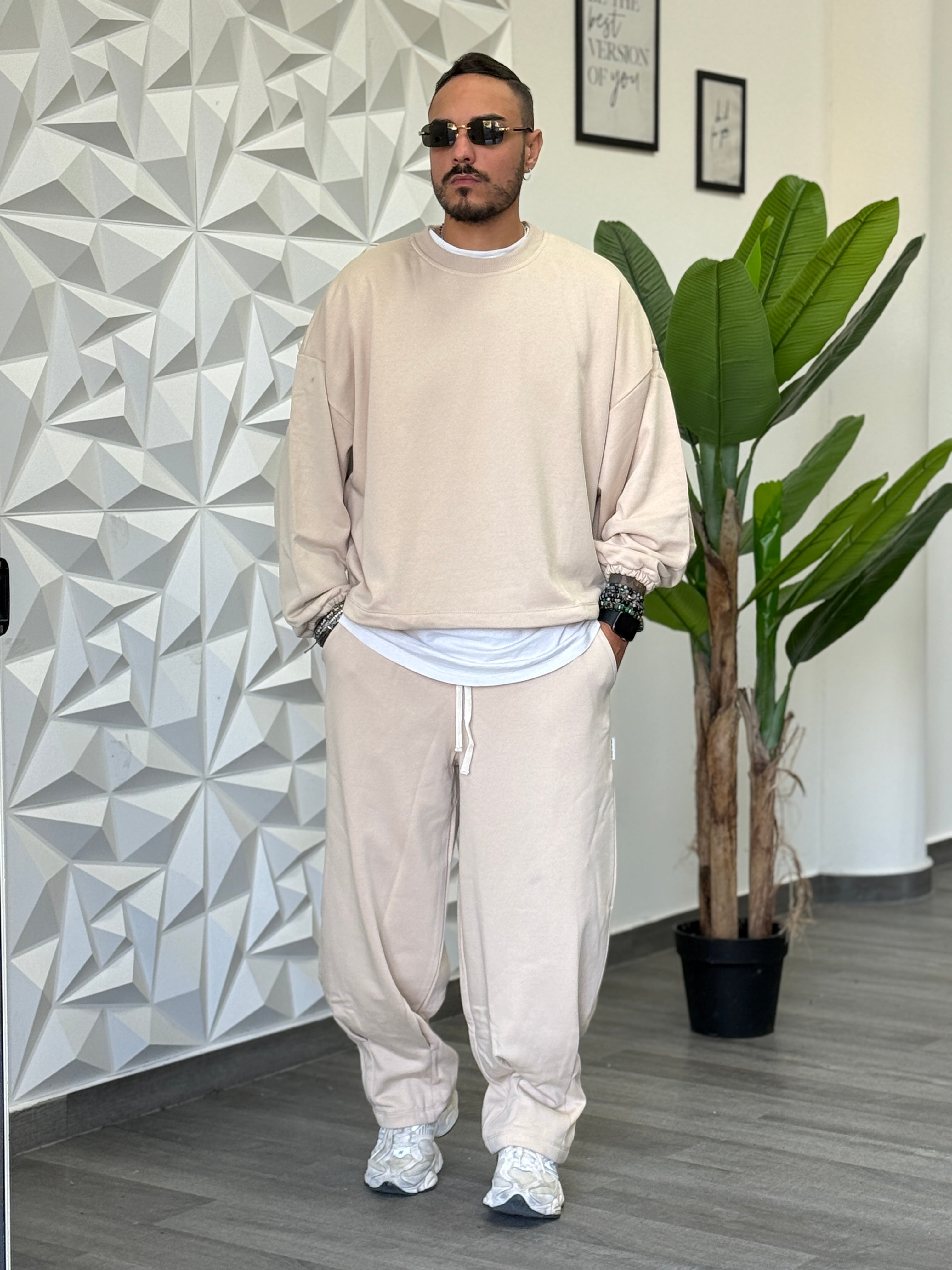 Coordinato tuta Baggy beige ballon New Job Brand