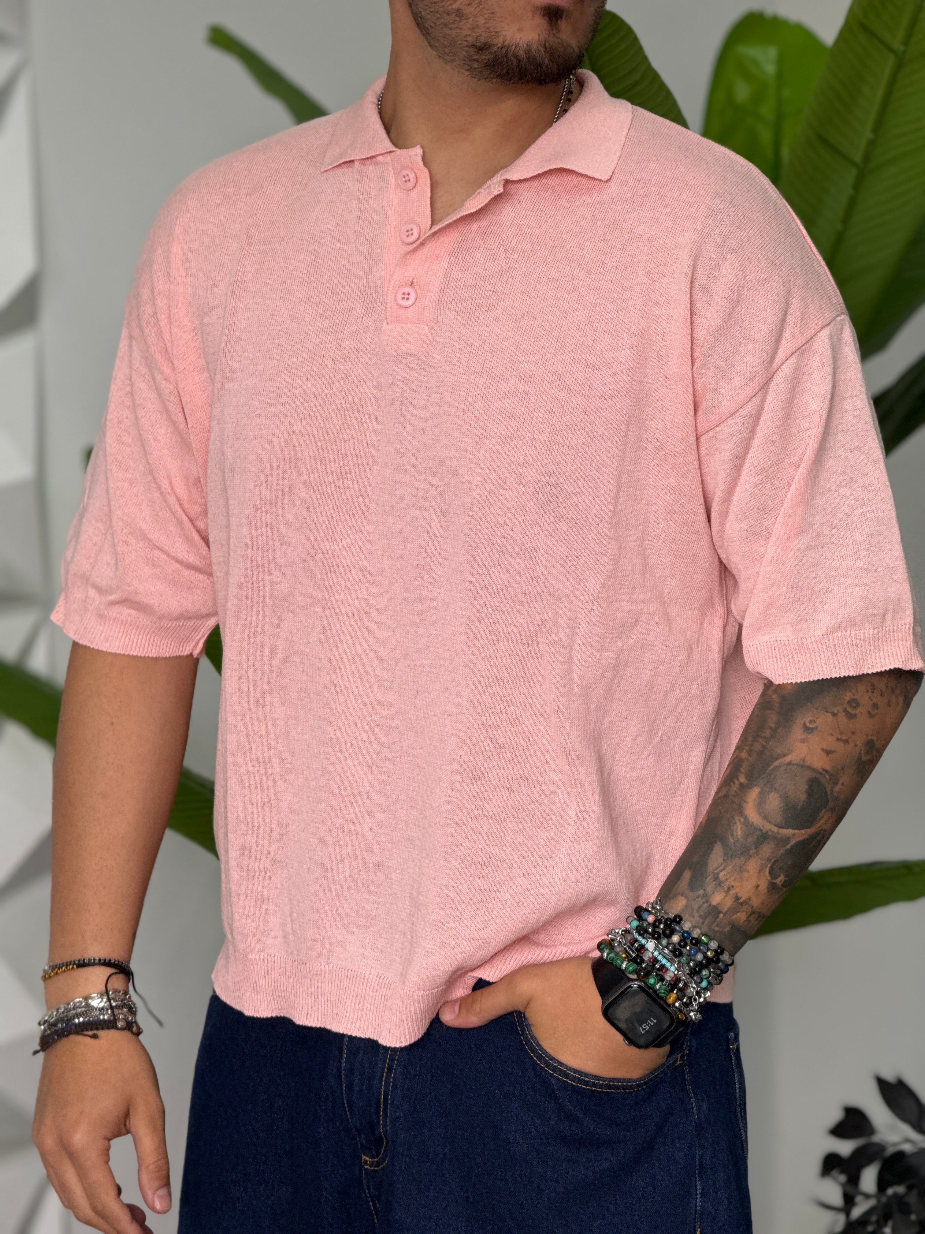 POLO CROPPED IN FILO ROSA NEW JOB BRAND