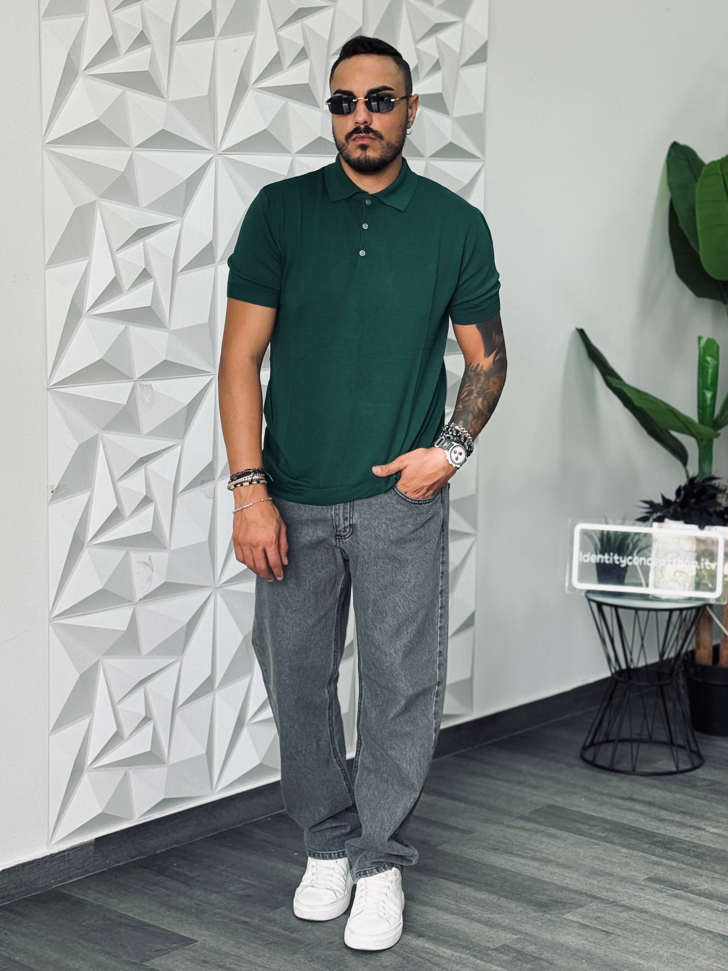 POLO IN FILO VERDE NEW JOB BRAND