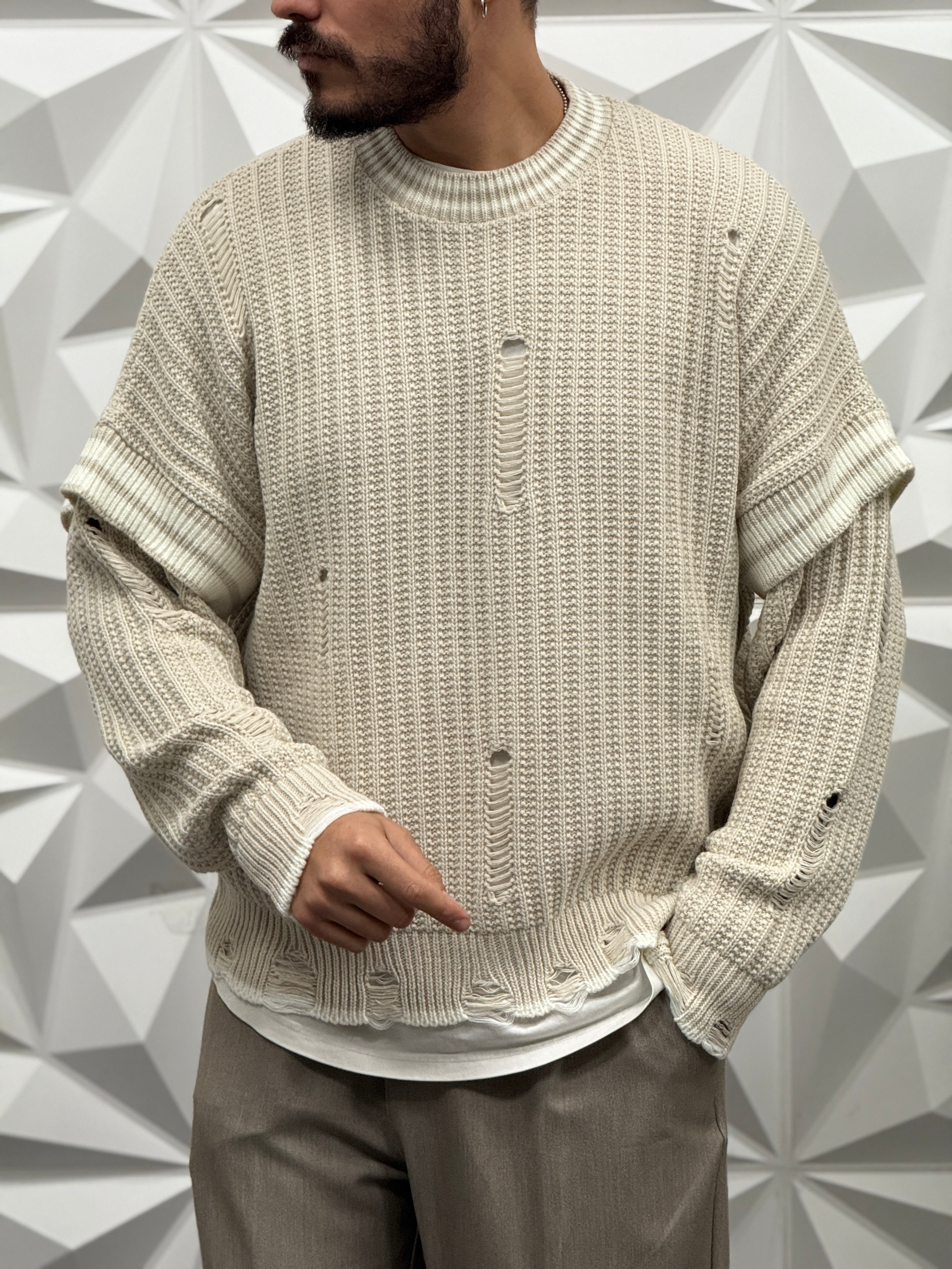 Maglione over doppia manica Beige New Job Bran