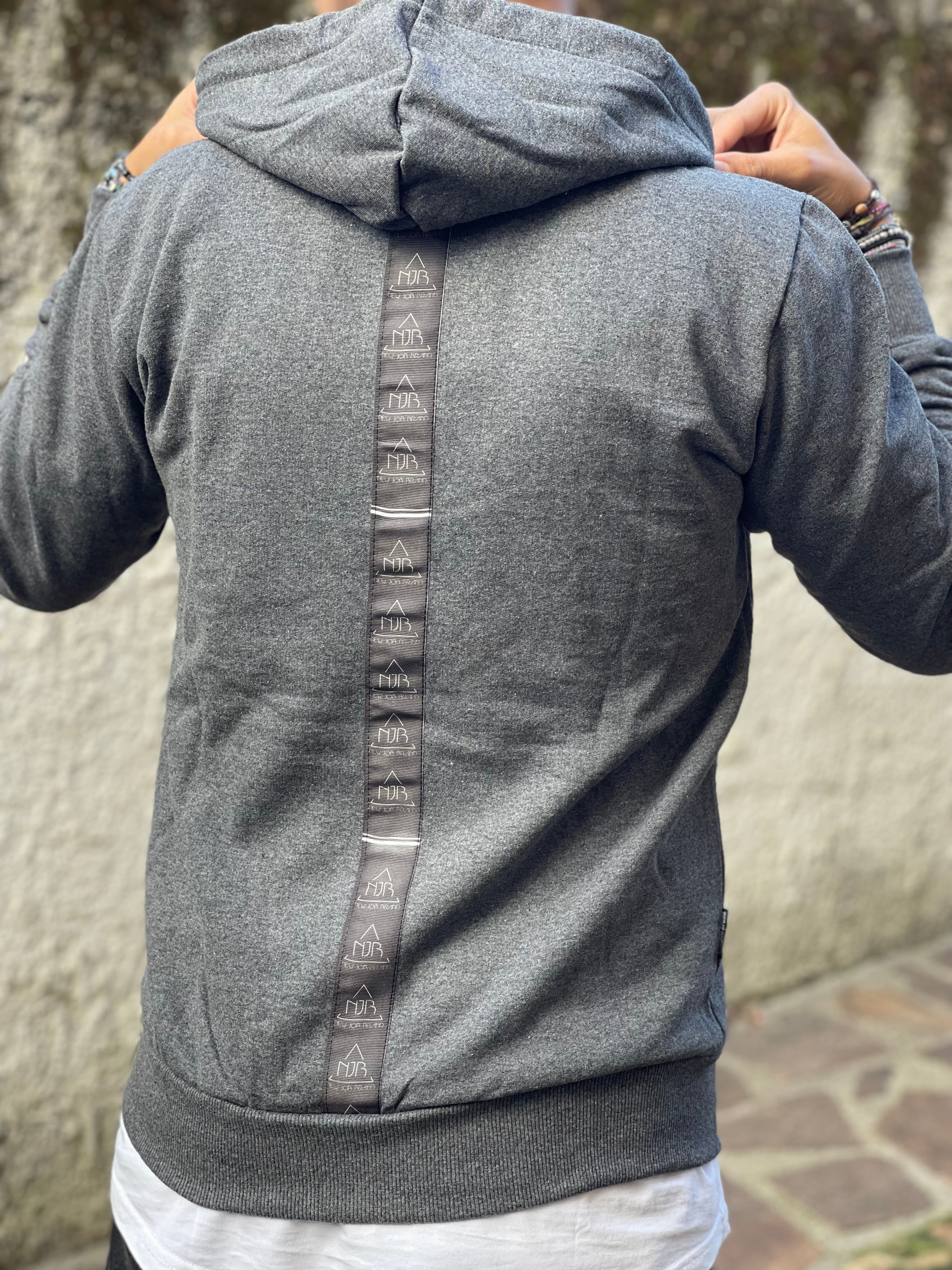 FELPA ZIP CON CAPPUCCIO NJB ANTRACITE