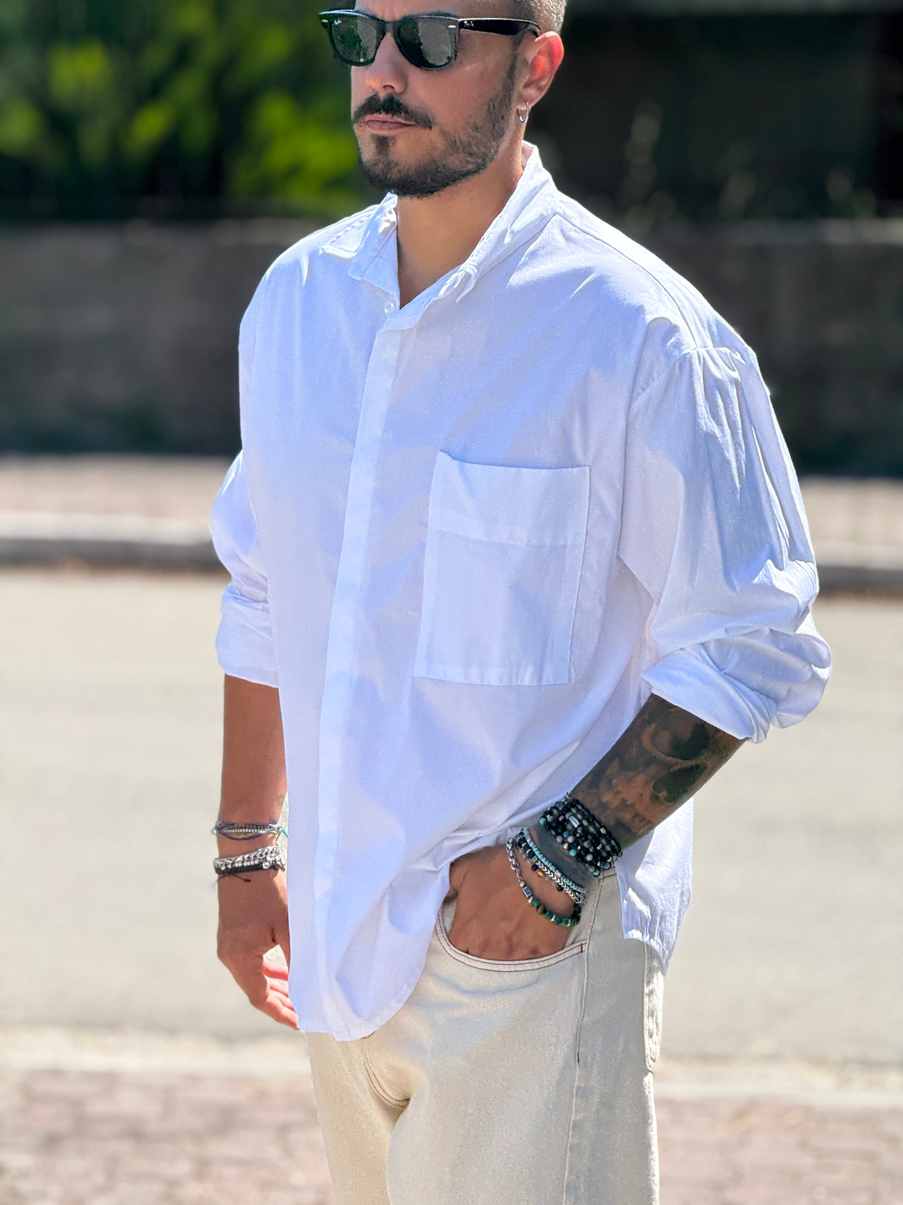 CAMICIA OVERSIZE BIANCA NEW JOB BRAND