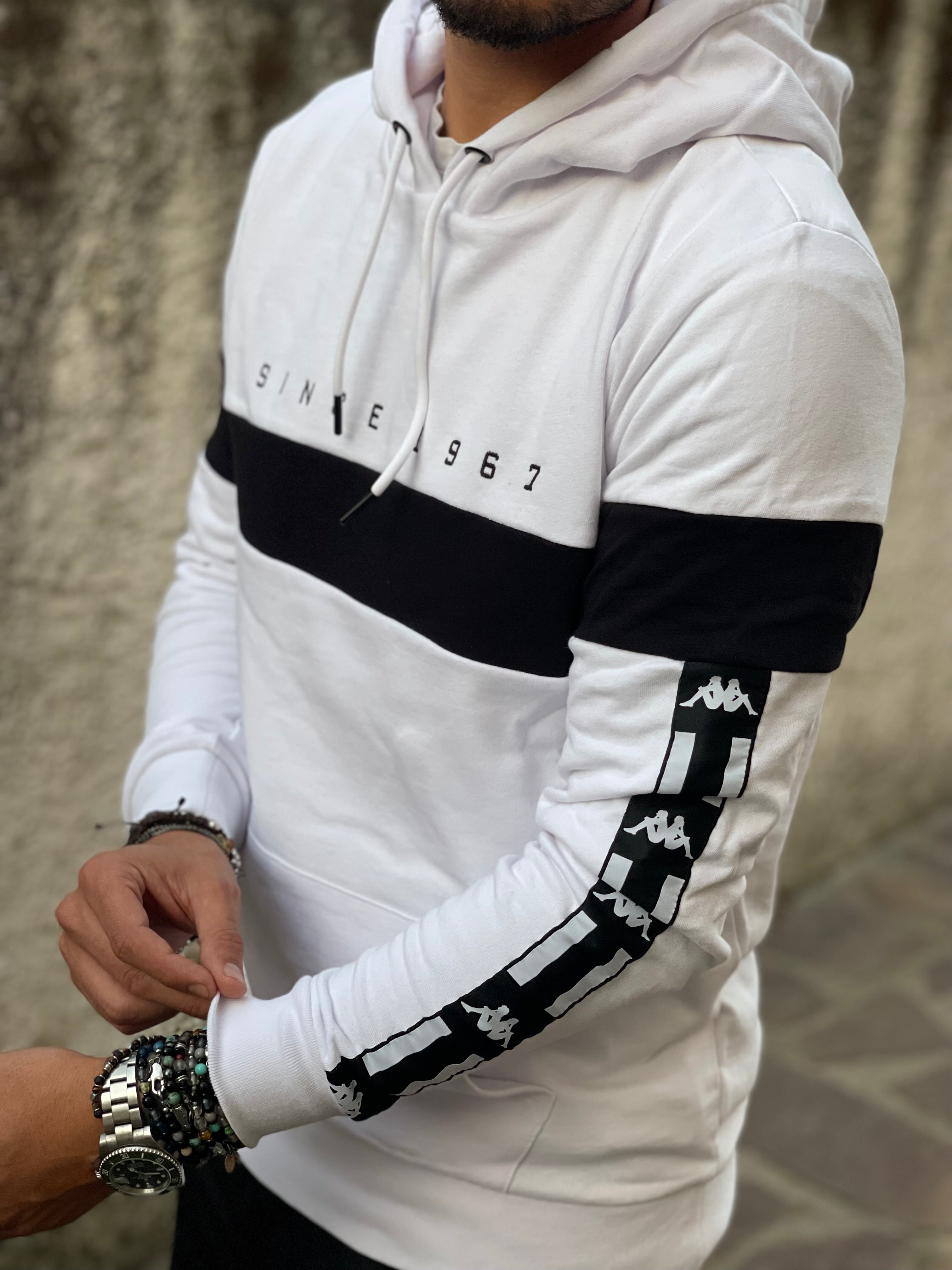 FELPA KAPPA BIANCA CON CAPPUCCIO