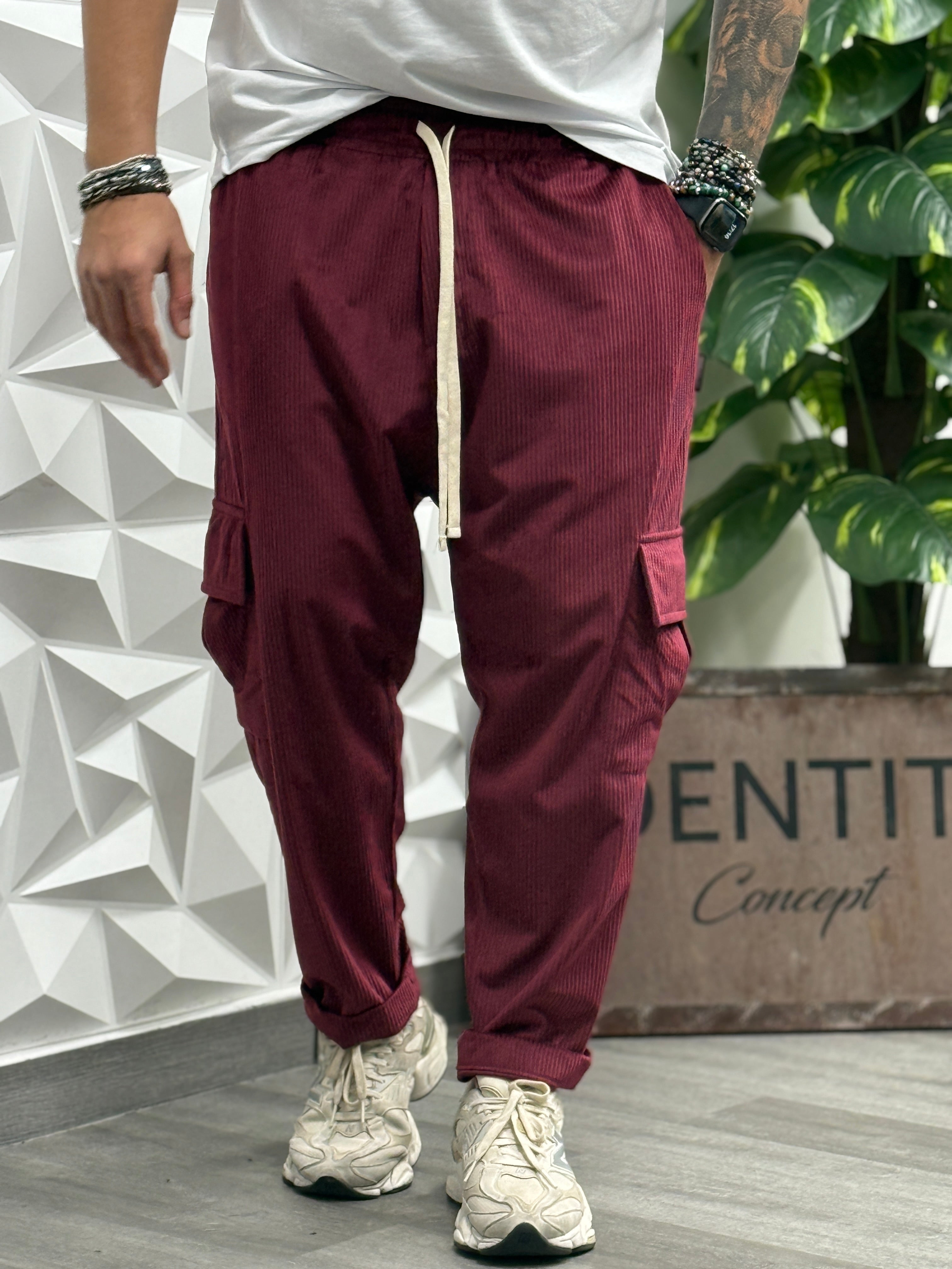 Pantalaccio velvet cargo regular bordeaux new job brand