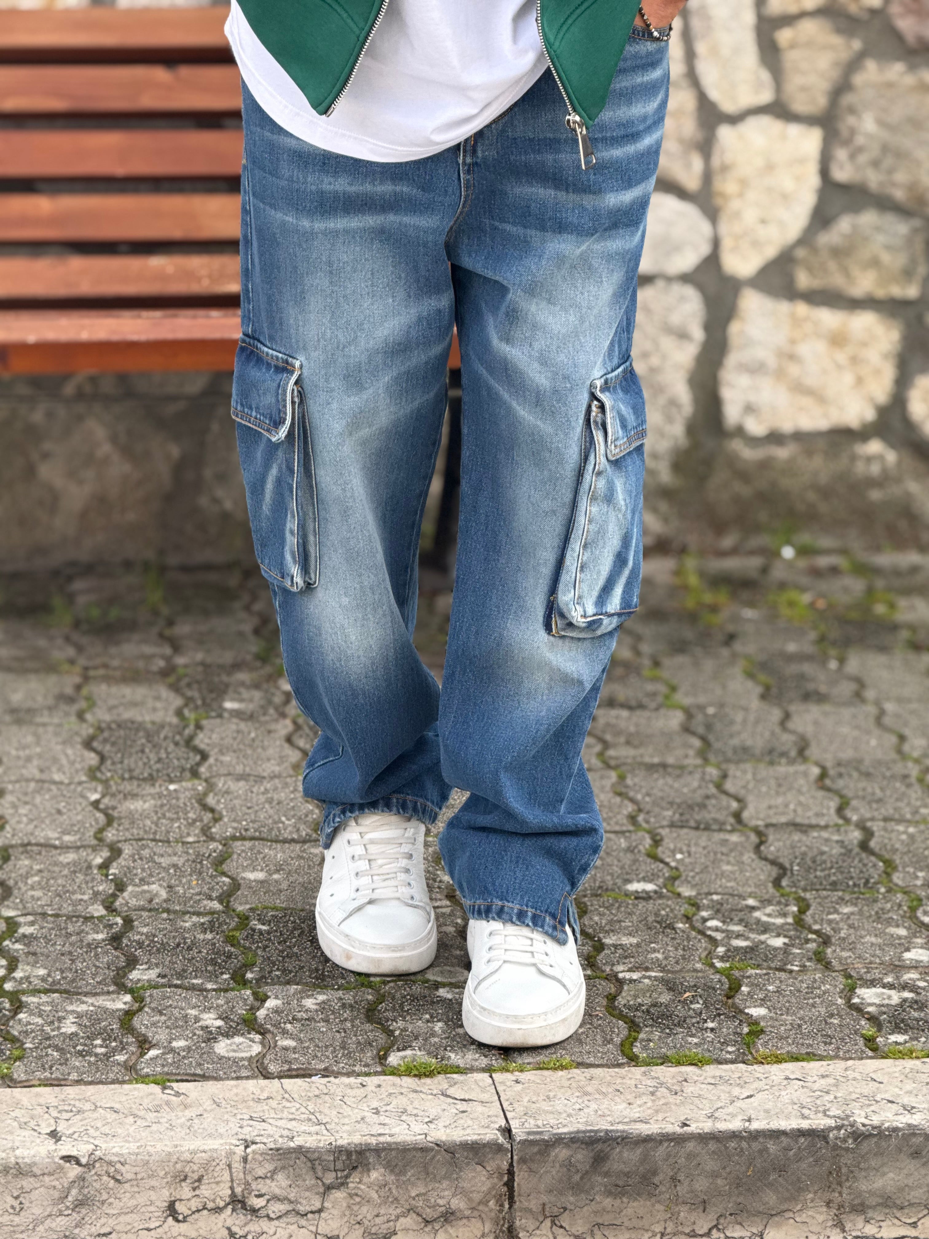 CARGO JEANS BALLON FONDO AMPIO NEW JOB BRAND