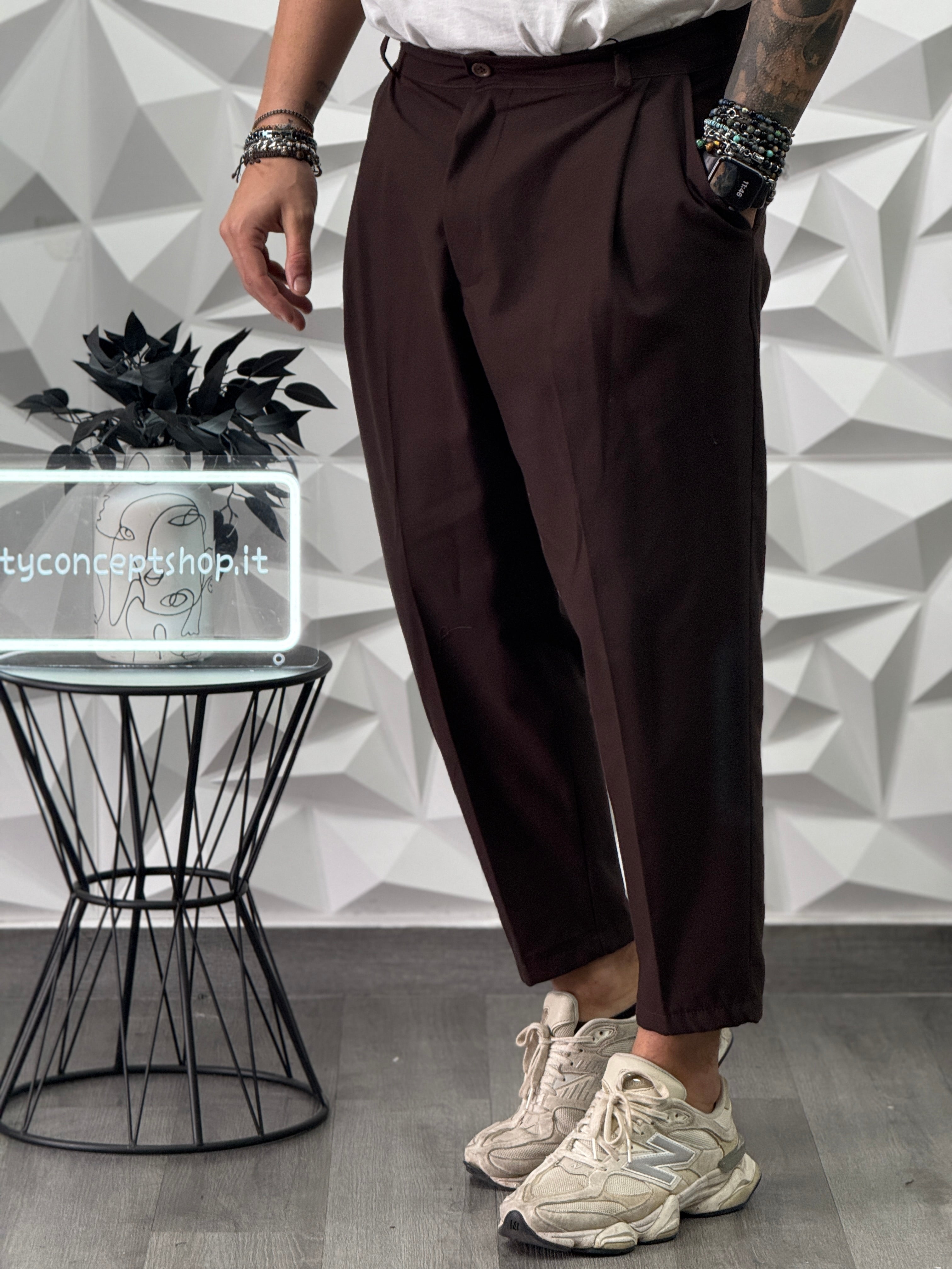 PANTALONE MONTECARLO FW26 MARRONE SCURO NEW JOB BRAND