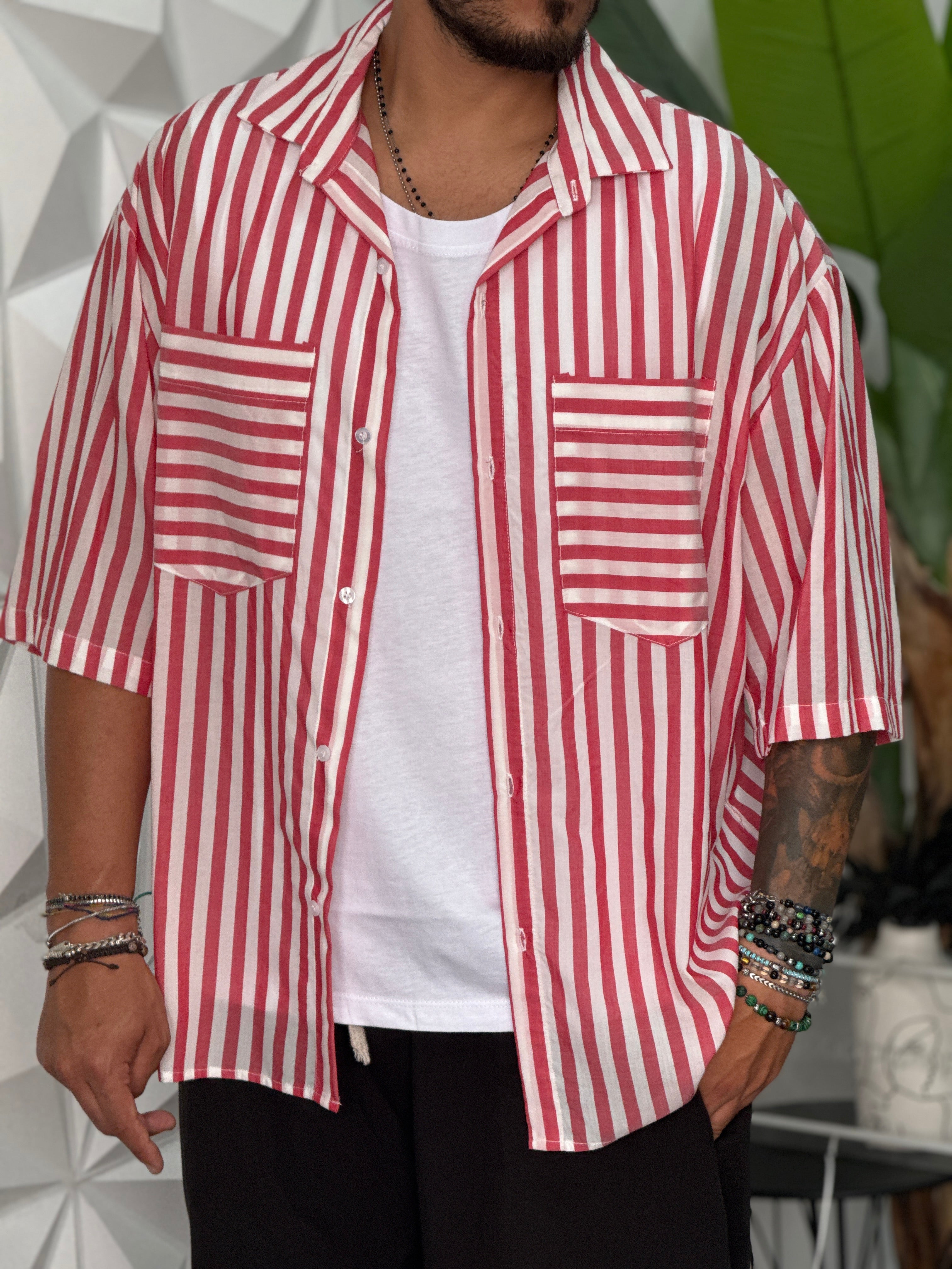 CAMICIA OVERSIZE ROSSAMEZZA MANICA RIGATA NEW JOB BRAND