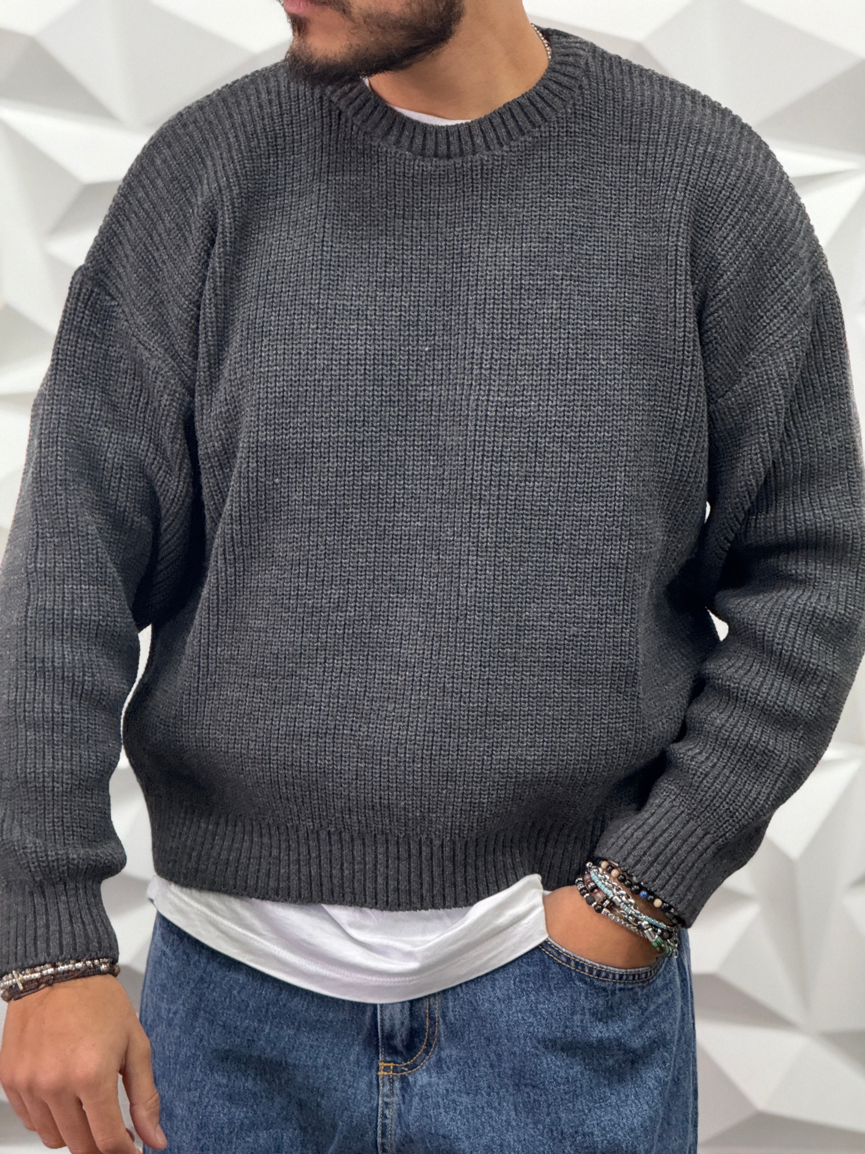 PULLOVER OVERSIZE CROPPED GRIGIO NEW JOB BRAND