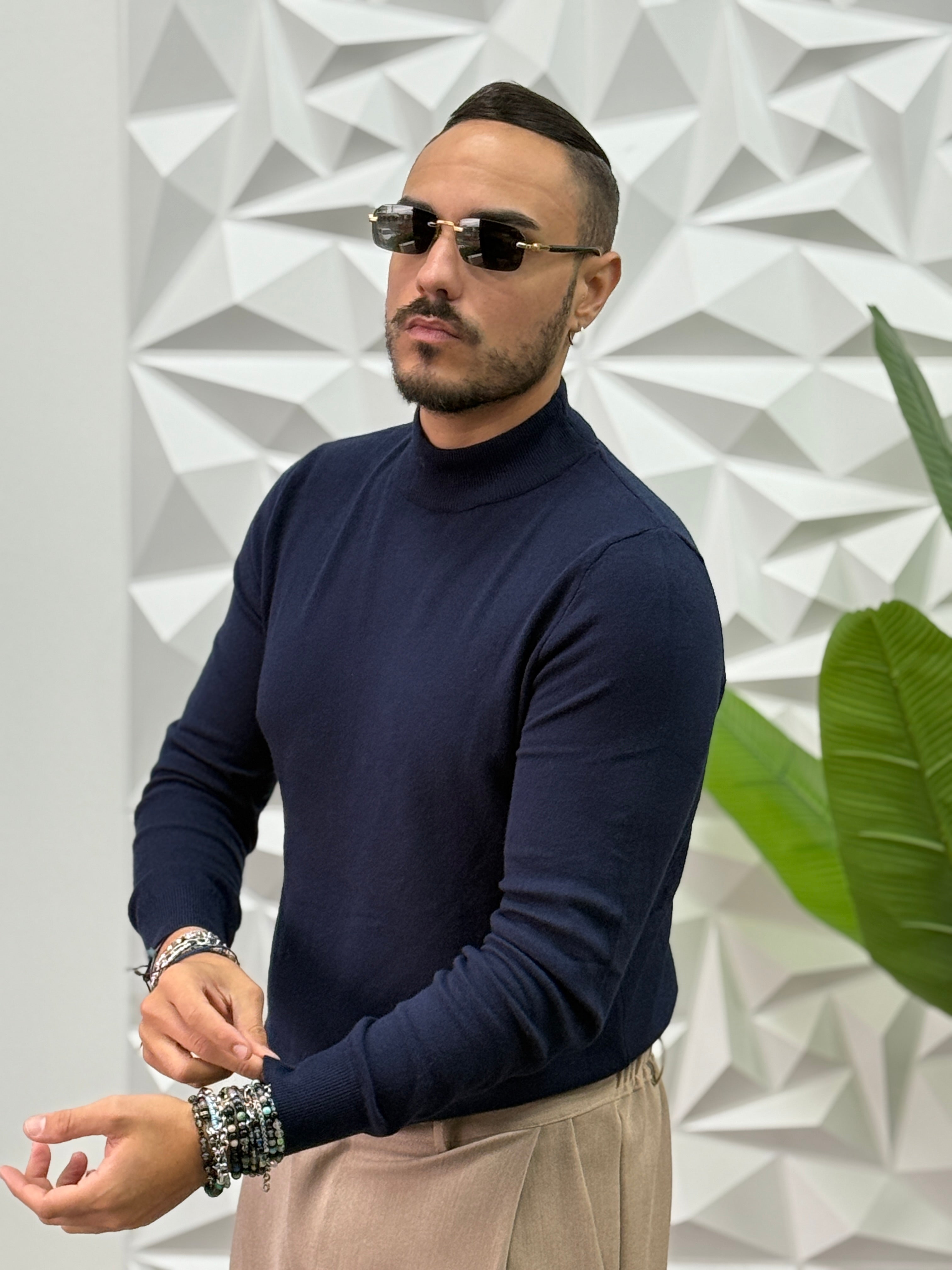 MAGLIONCINO MEZZOCOLLO BLU NAVY