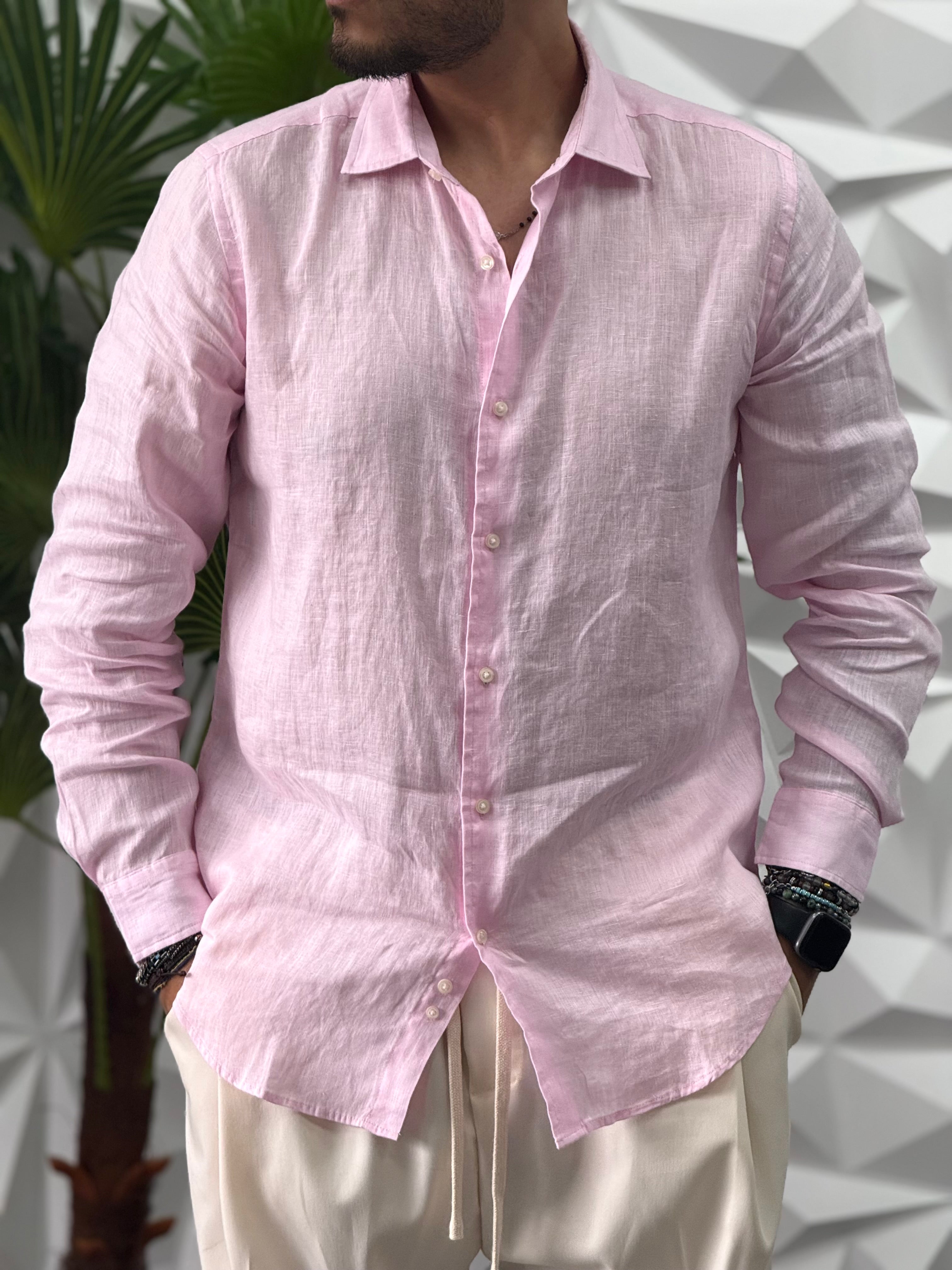CAMICIA IN LINO ROSA